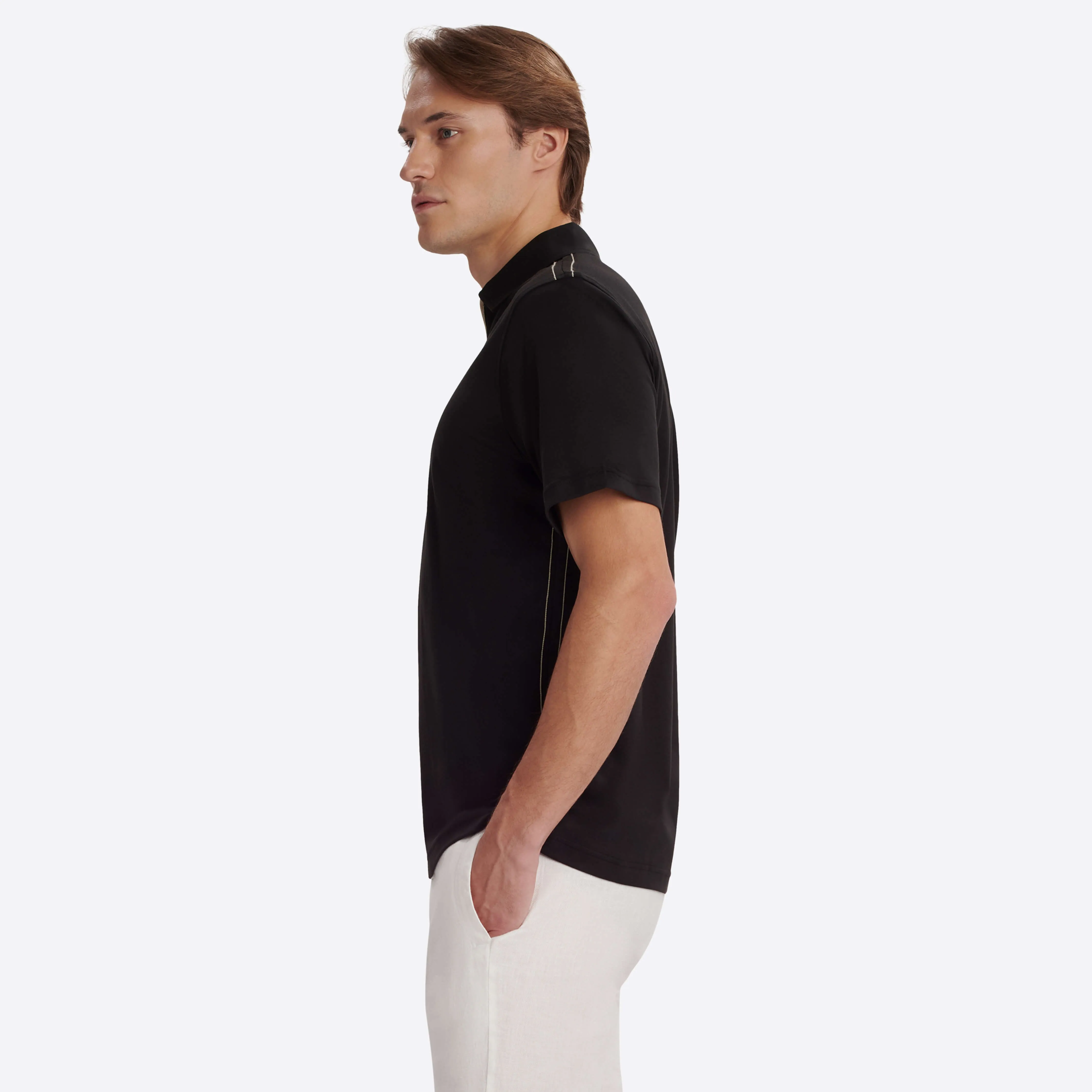 Short Sleeve Quarter Zip Polo sold by Bugatchi product image thumbnail 3