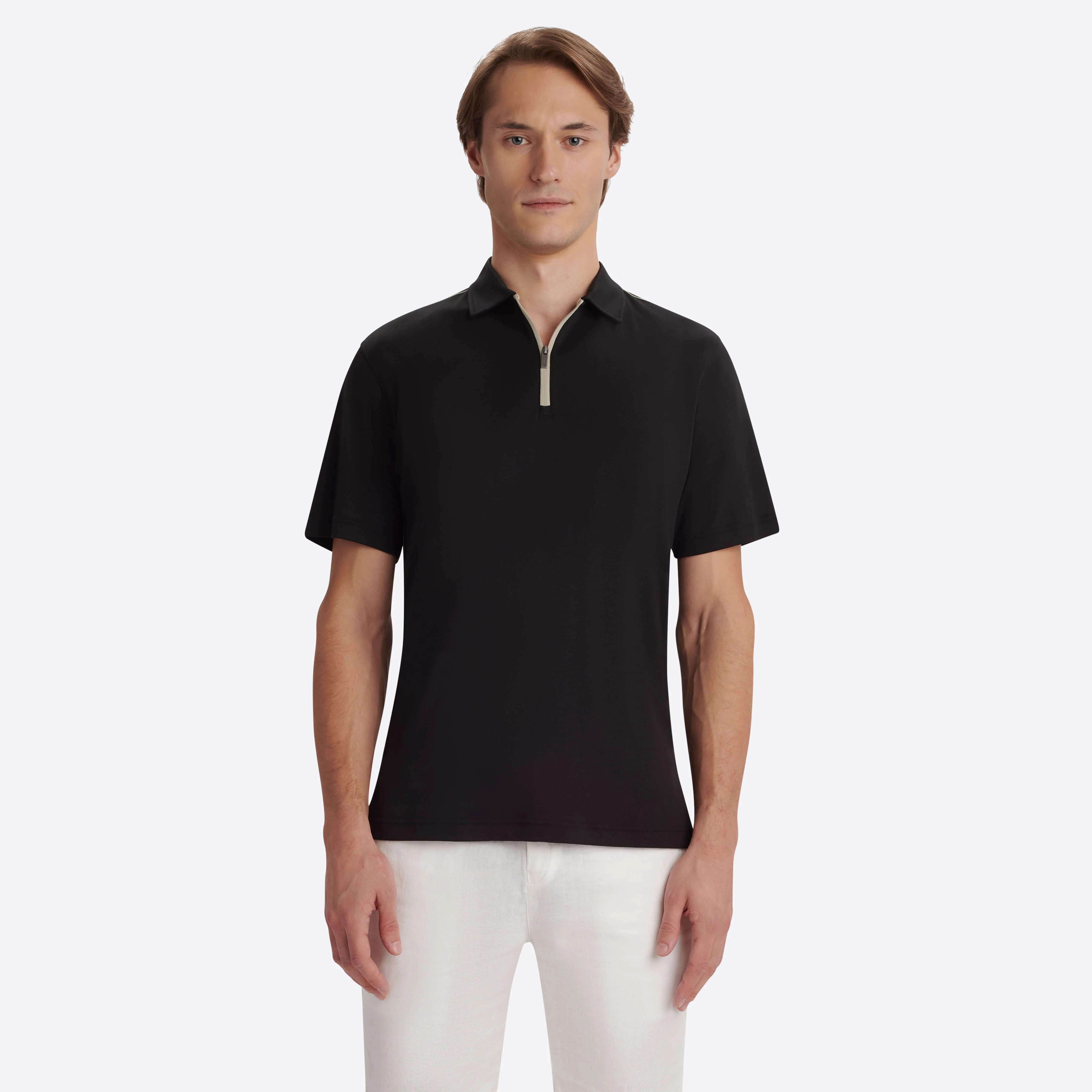 Short Sleeve Quarter Zip Polo sold by Bugatchi product image thumbnail 2