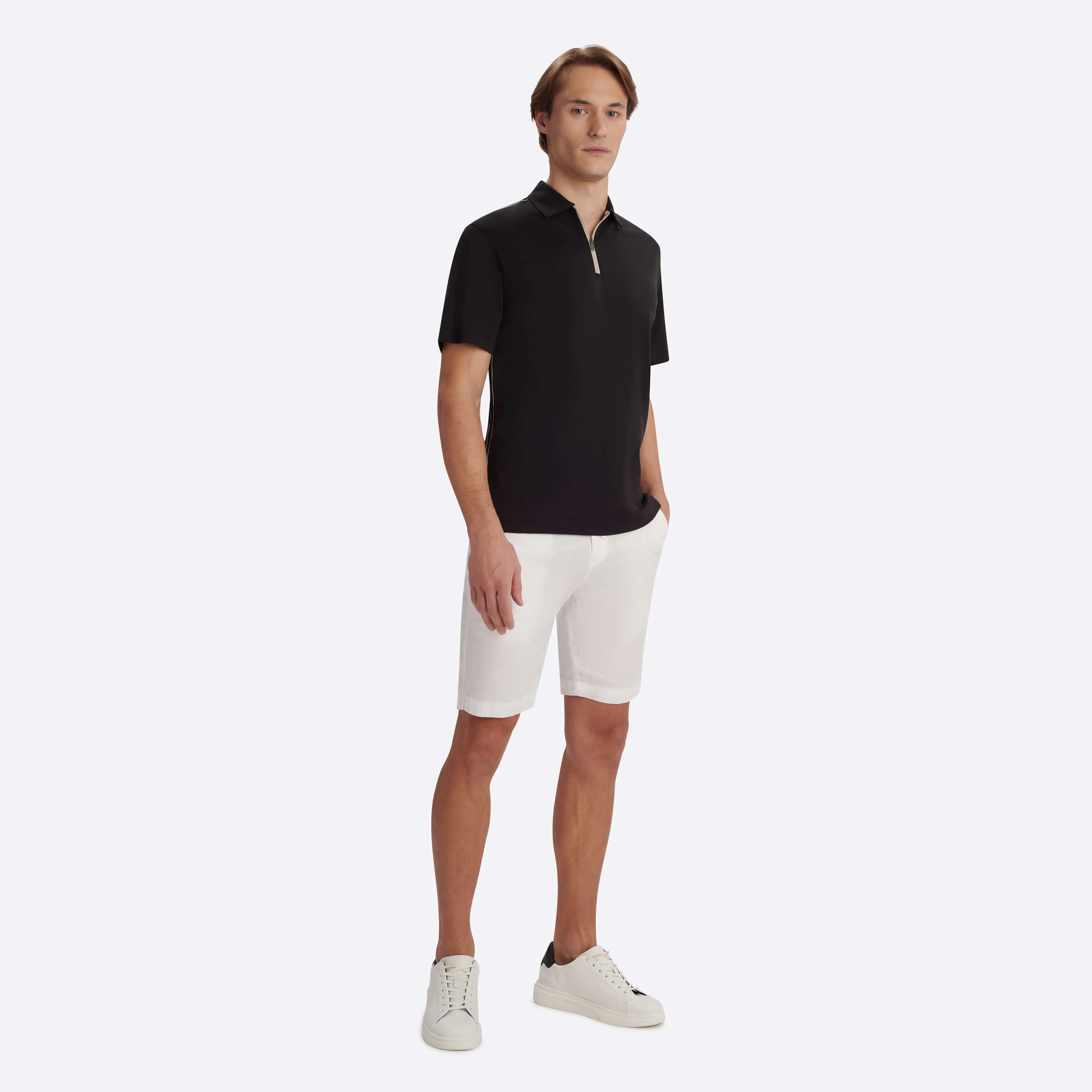 Short Sleeve Quarter Zip Polo sold by Bugatchi product image thumbnail 5