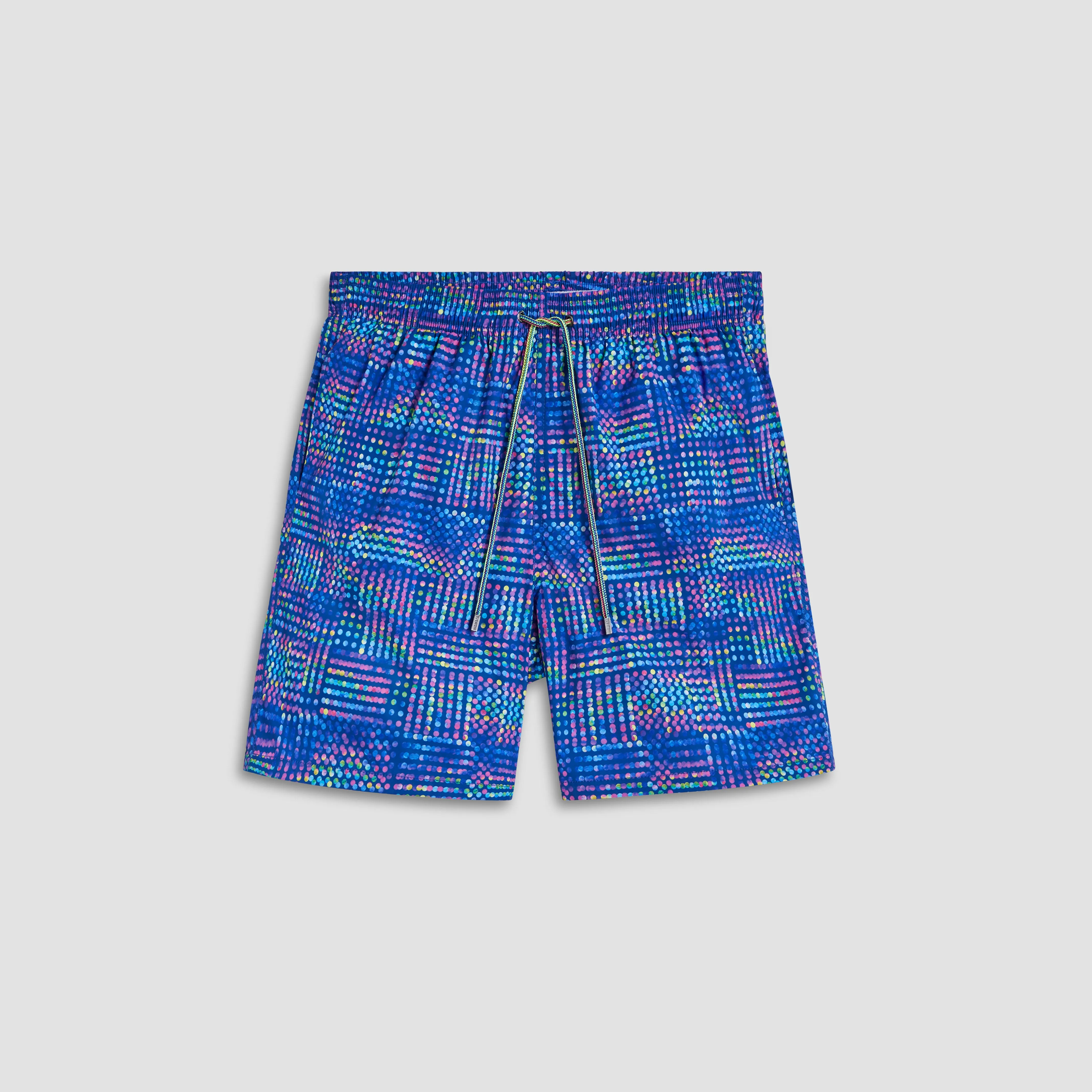Adrian Geometric Swim Trunks sold by Bugatchi