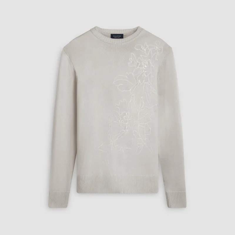 Floral Embroidered Crew Neck Sweater sold by Bugatchi
