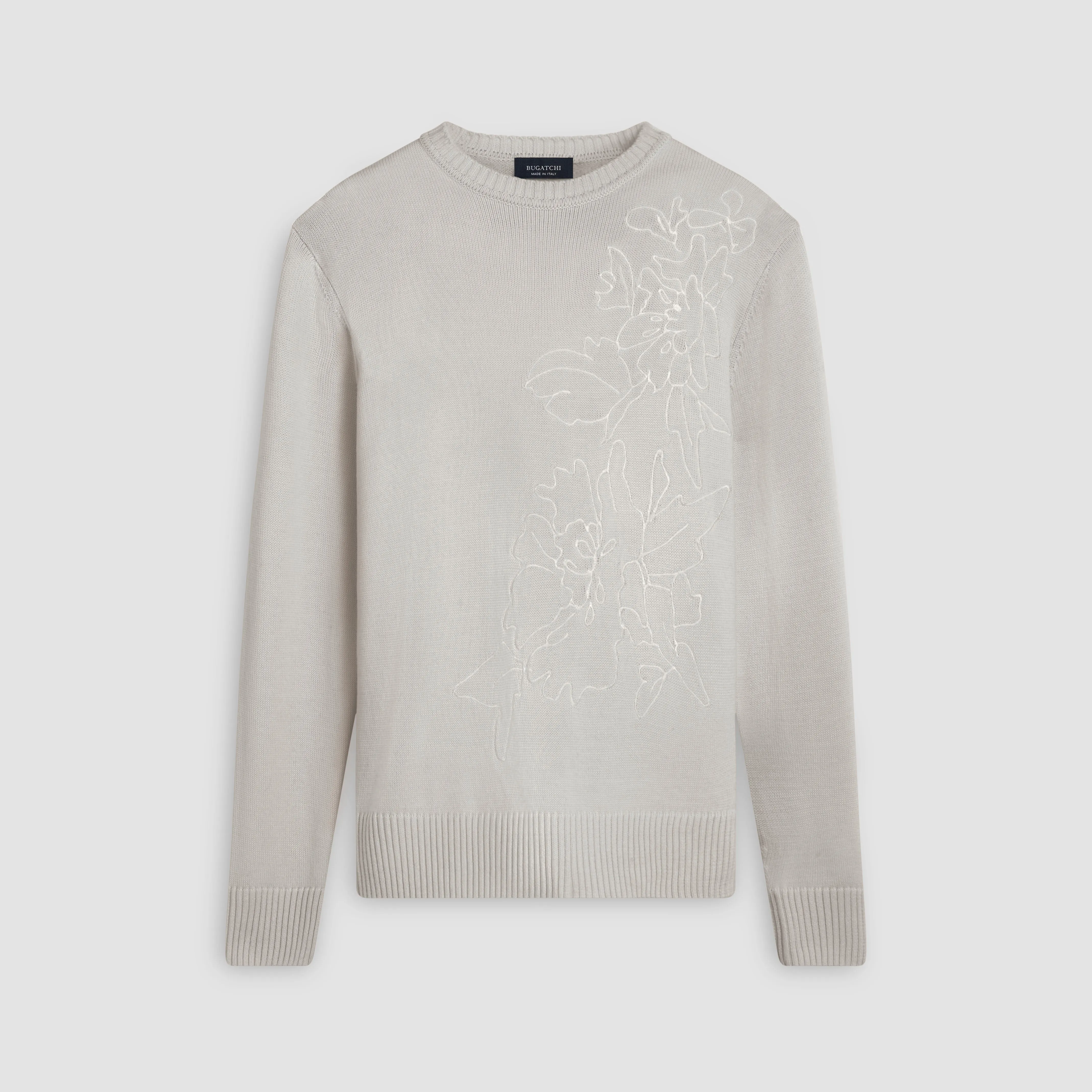 Floral Embroidered Crew Neck Sweater sold by Bugatchi