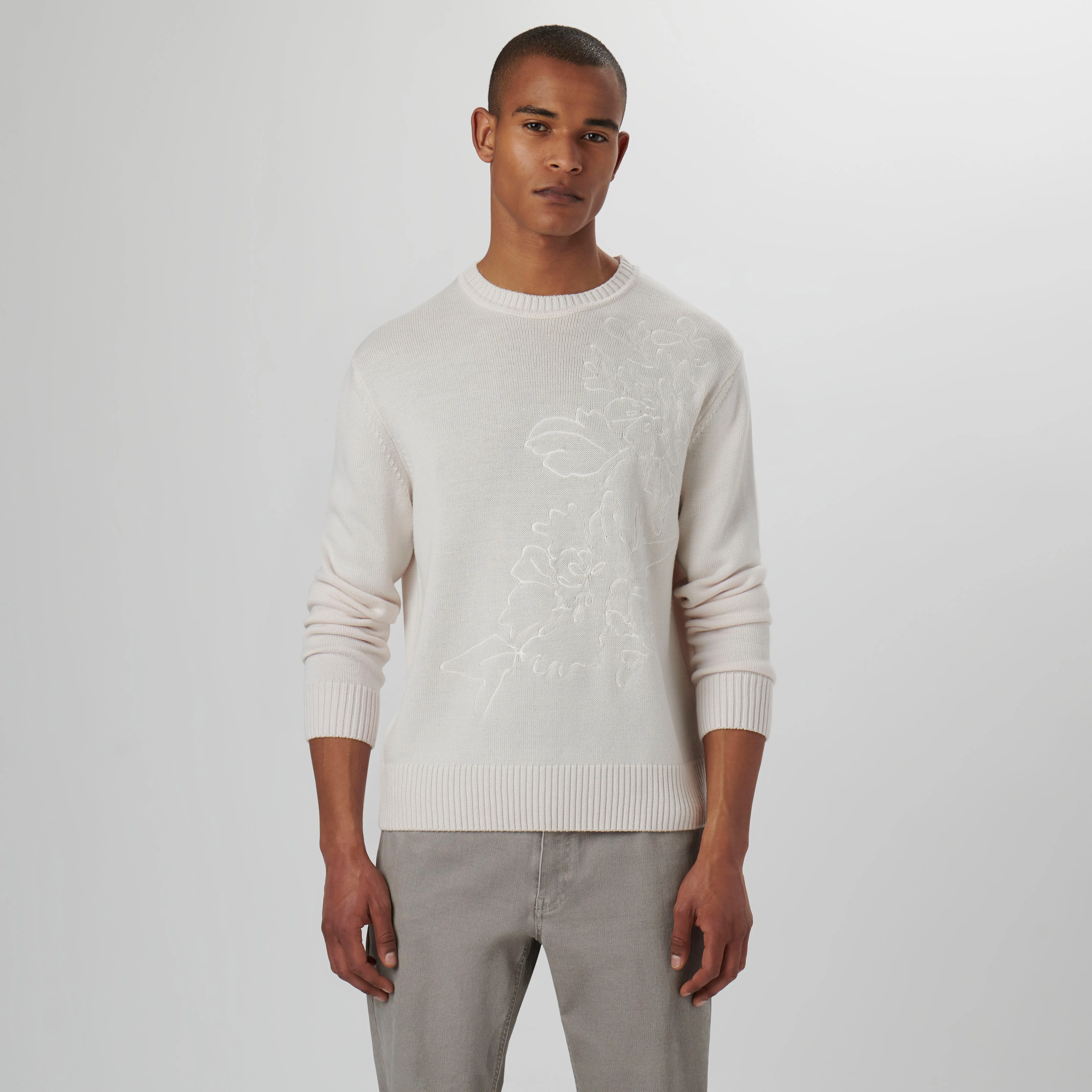 Floral Embroidered Crew Neck Sweater sold by Bugatchi product image thumbnail 3