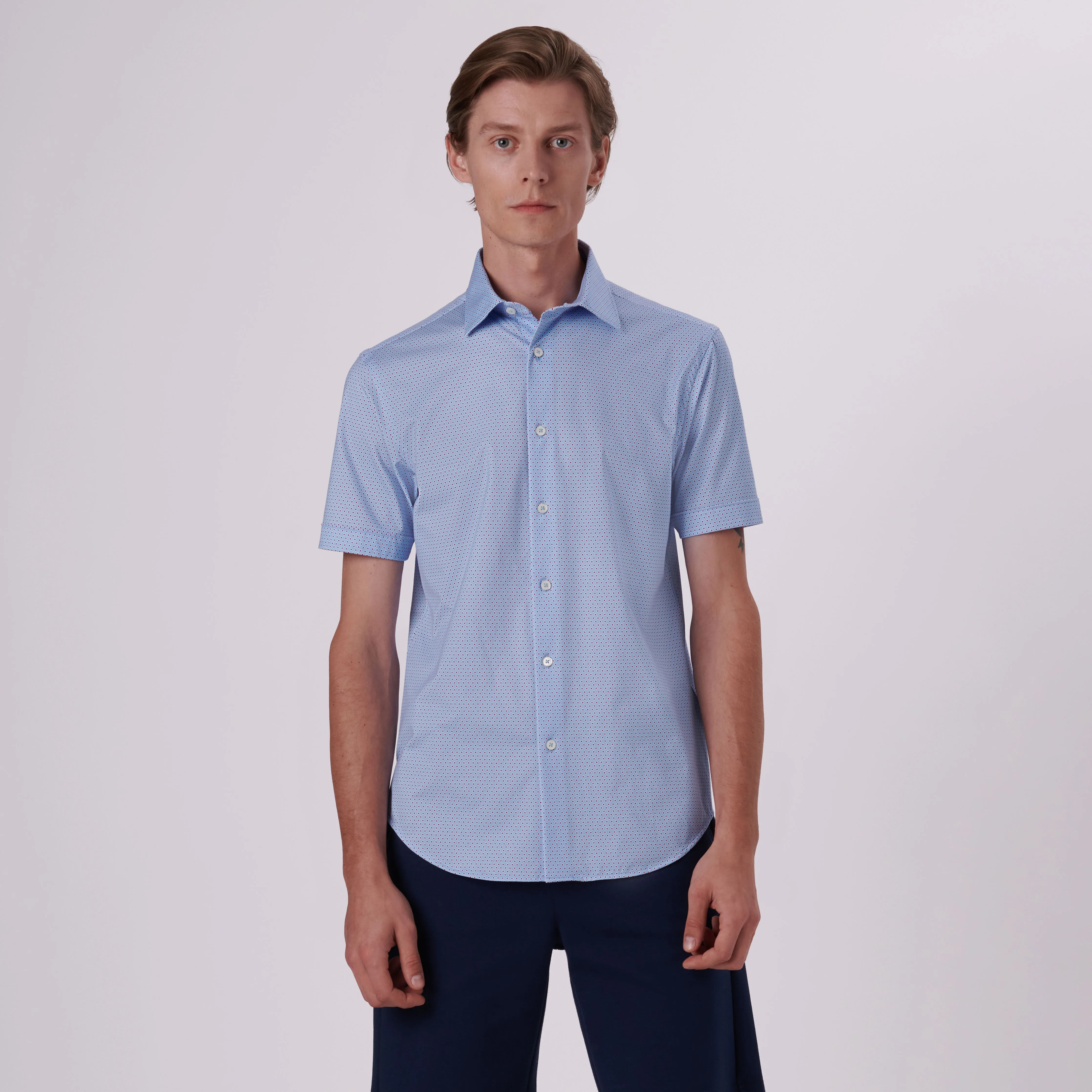 Miles Pin Diamond Print OoohCotton Short Sleeve Shirt sold by Bugatchi product image thumbnail 2