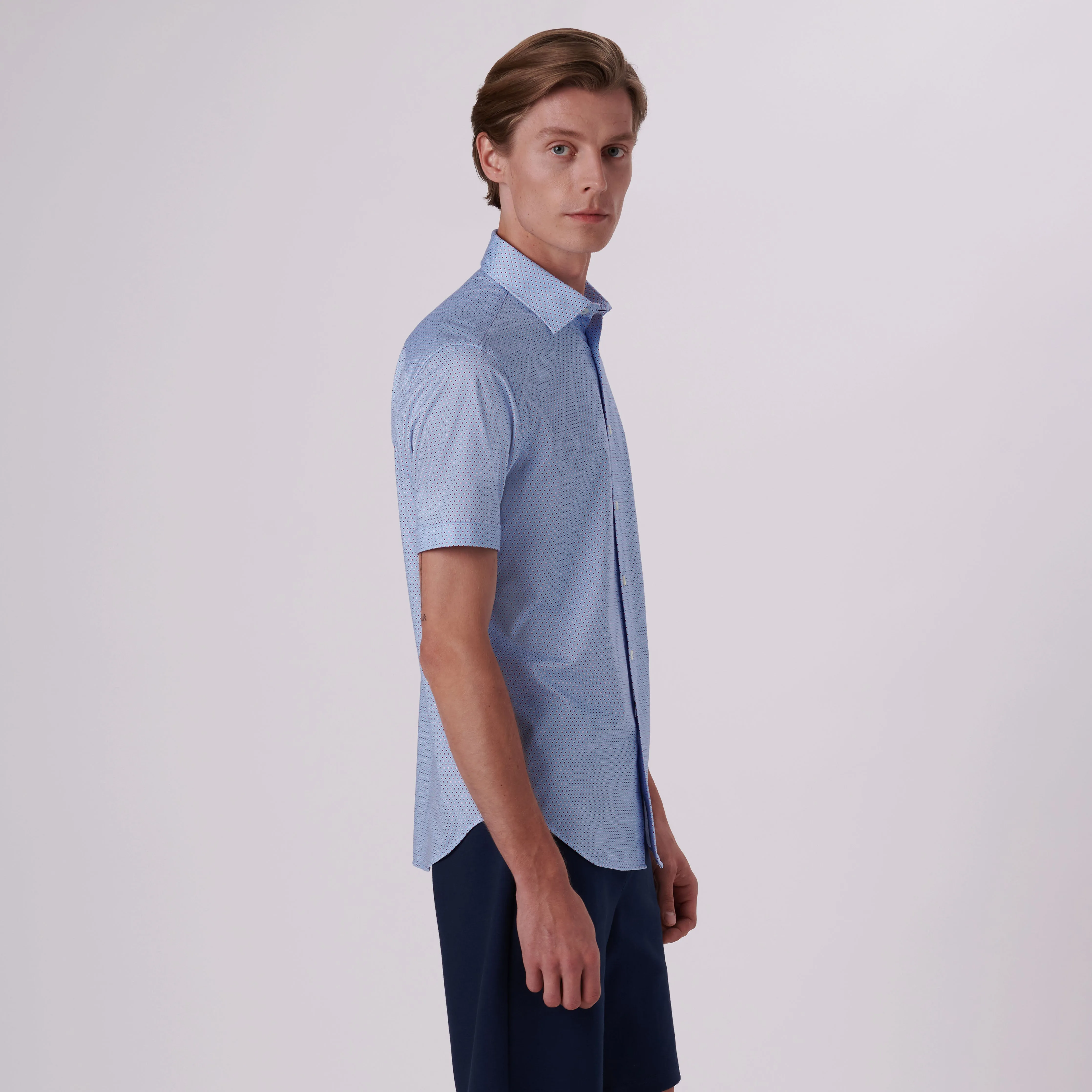 Miles Pin Diamond Print OoohCotton Short Sleeve Shirt sold by Bugatchi product image thumbnail 3