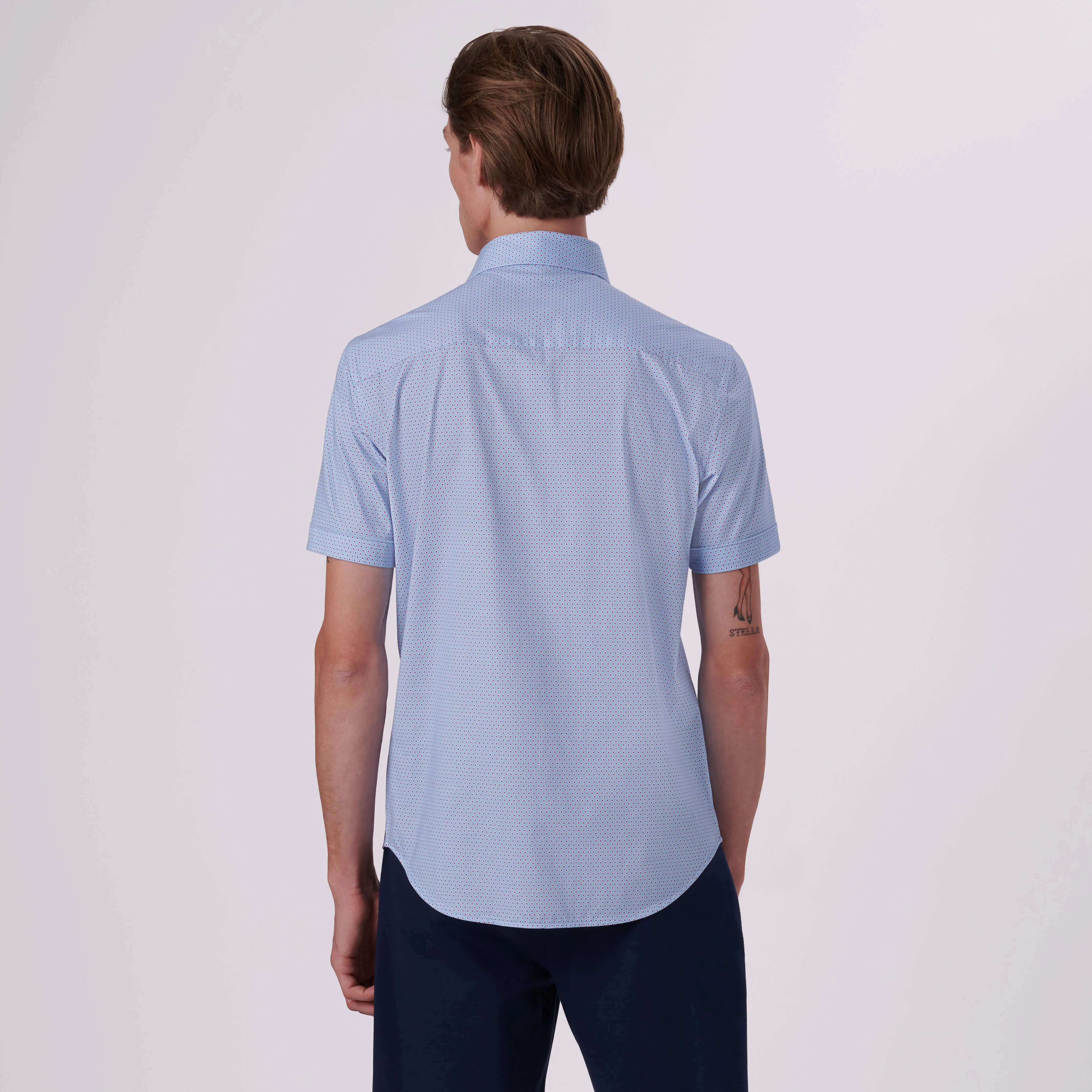 Miles Pin Diamond Print OoohCotton Short Sleeve Shirt sold by Bugatchi product image thumbnail 4