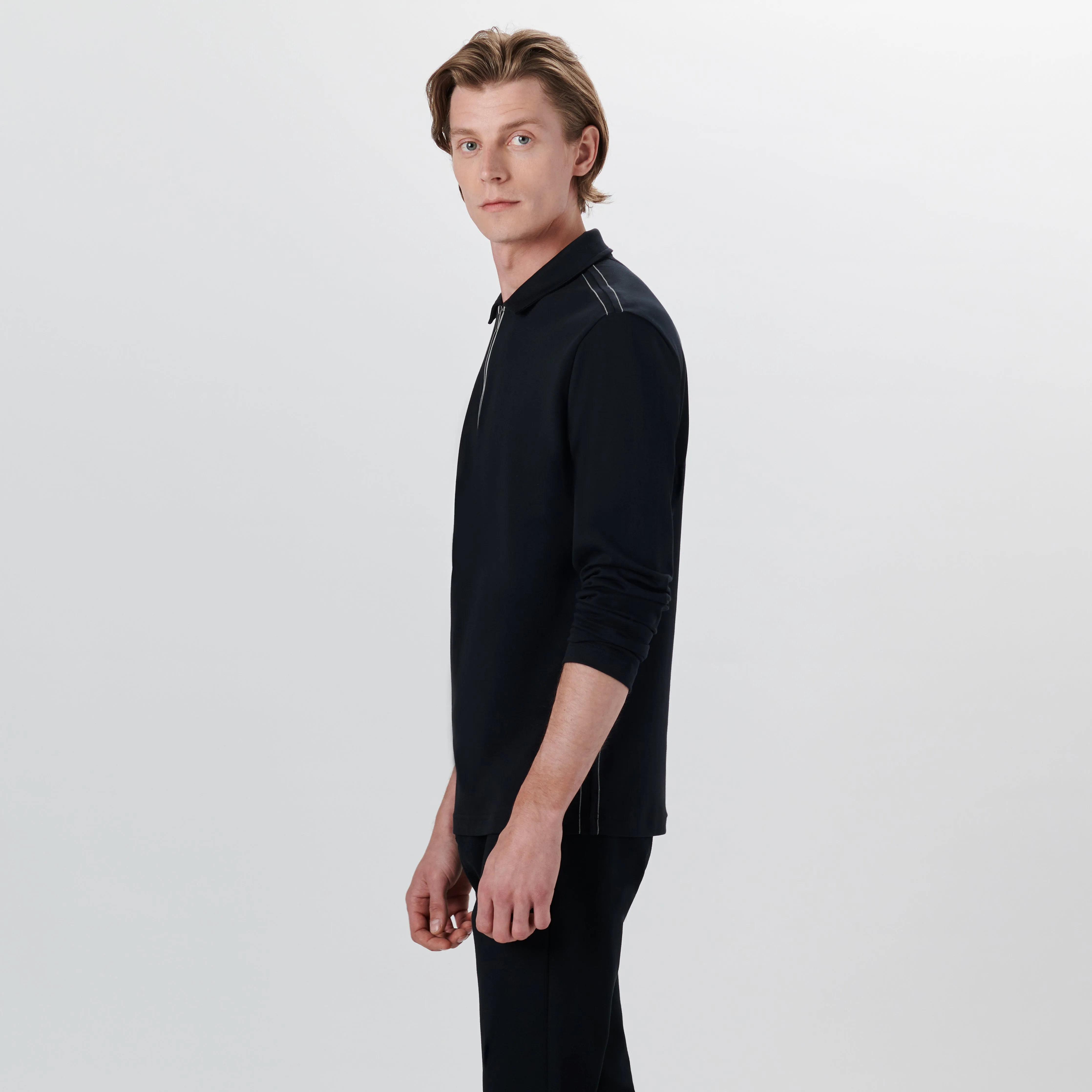 Long Sleeve Quarter Zip Polo sold by Bugatchi product image thumbnail 3