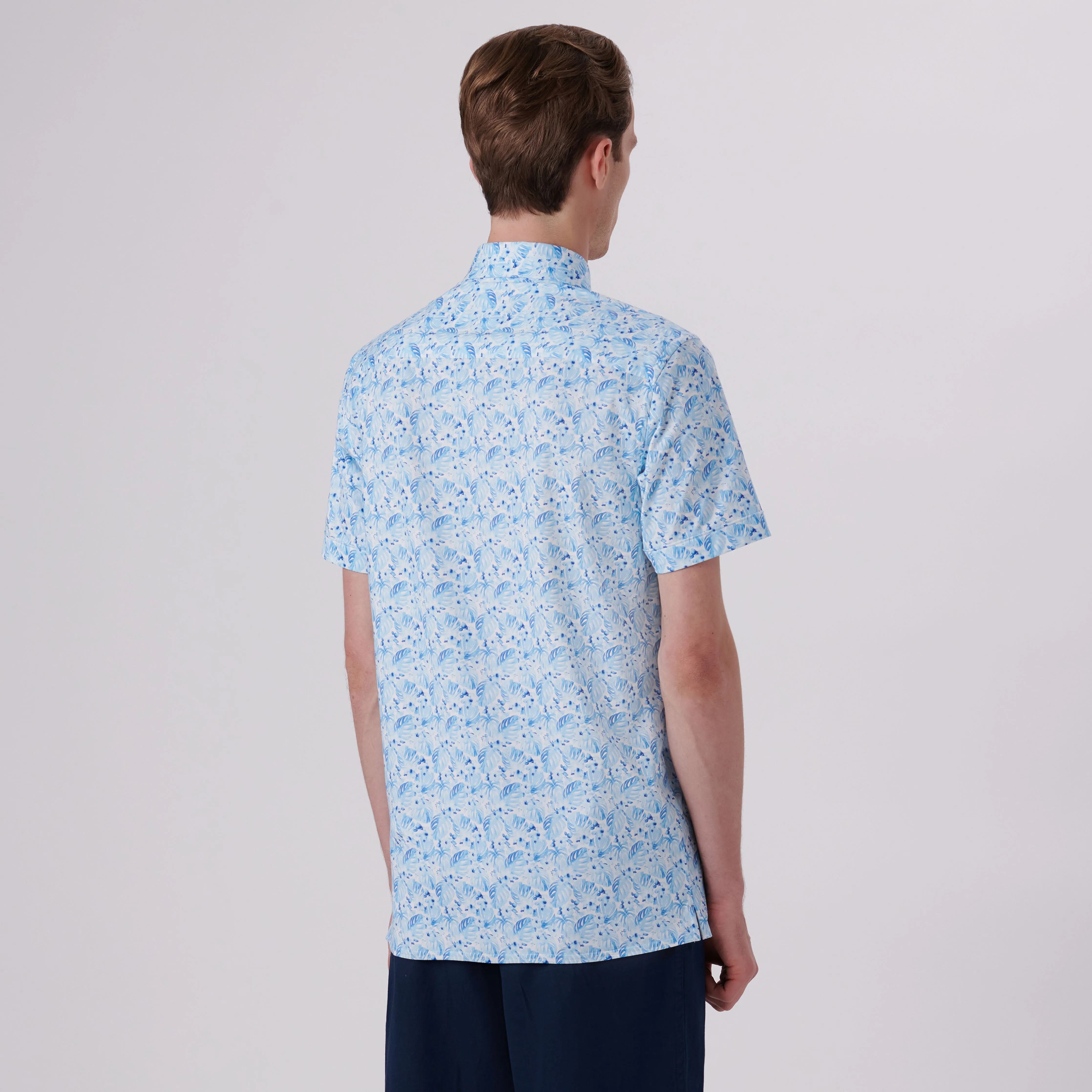 Milo Leaf Print OoohCotton Short Sleeve Shirt sold by Bugatchi product image thumbnail 4