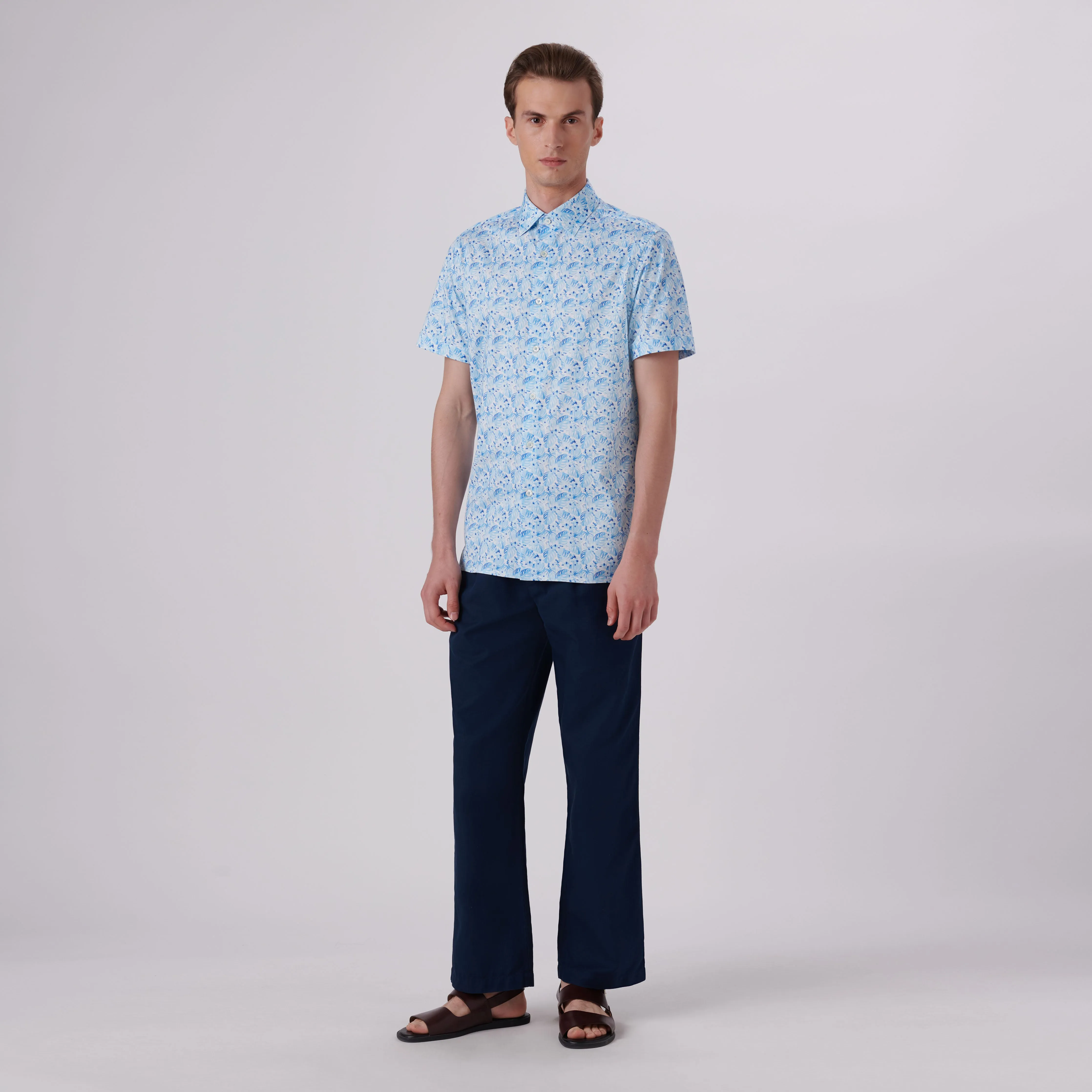 Milo Leaf Print OoohCotton Short Sleeve Shirt sold by Bugatchi product image thumbnail 5