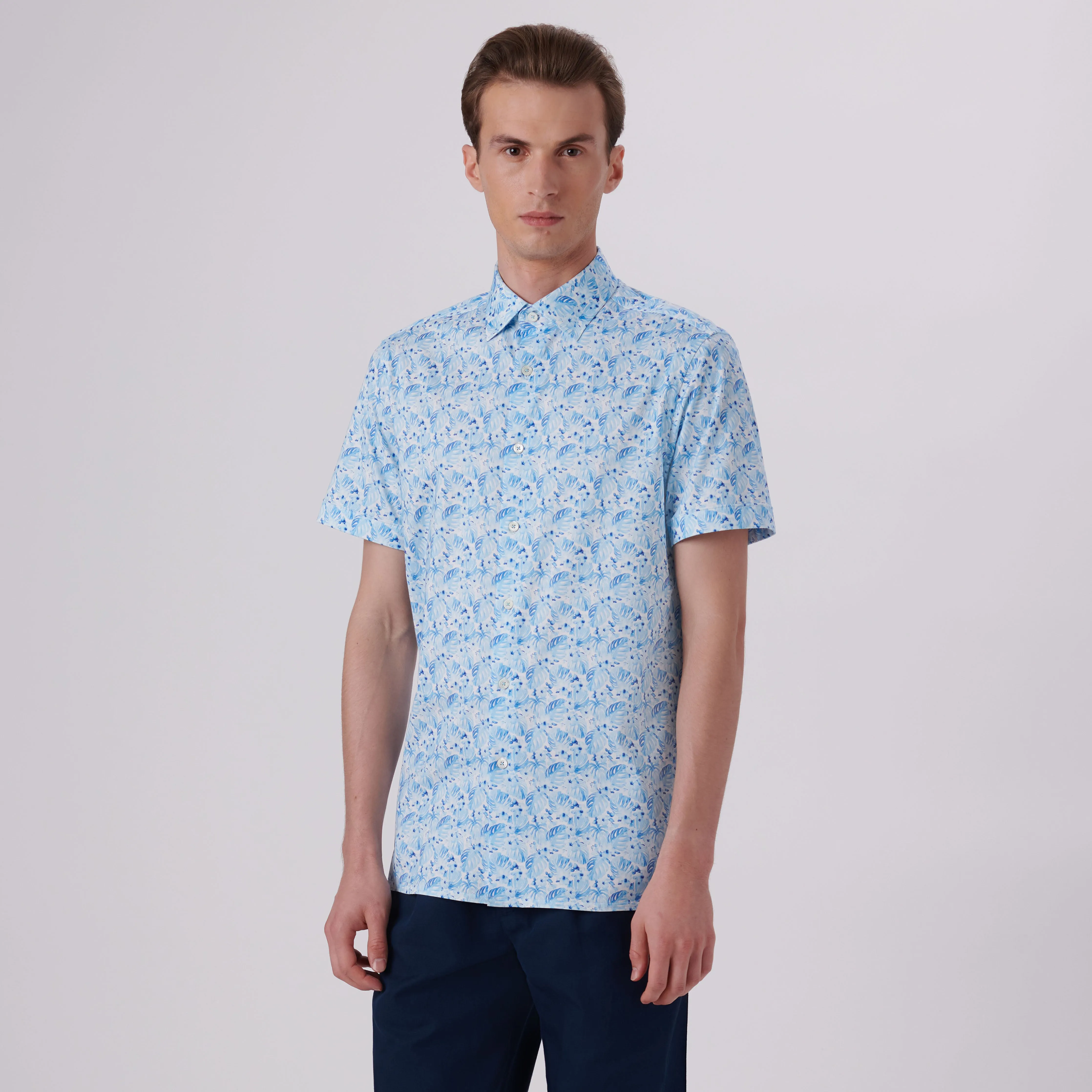 Milo Leaf Print OoohCotton Short Sleeve Shirt sold by Bugatchi product image thumbnail 2