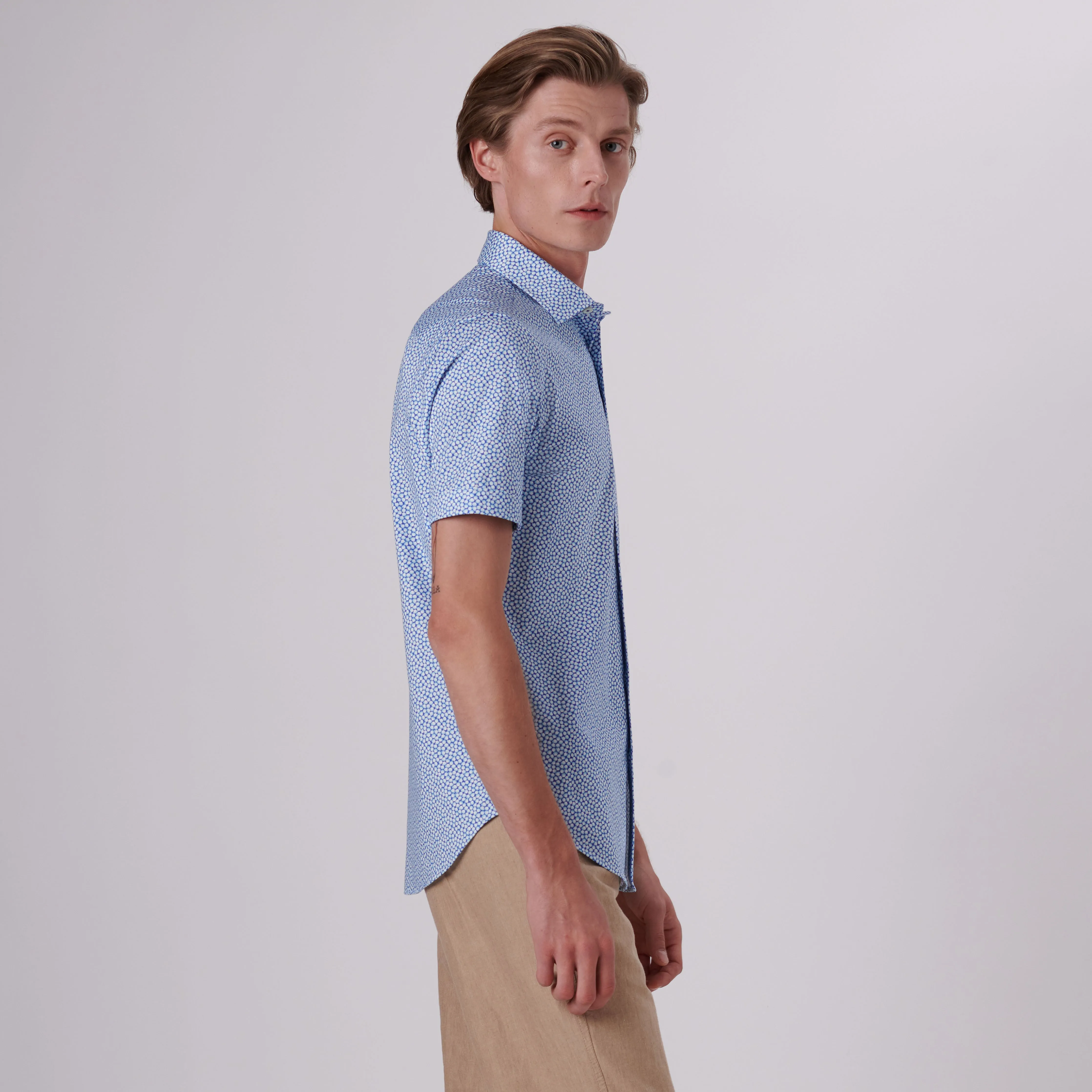 Miles Abstract Print OoohCotton Short Sleeve Shirt sold by Bugatchi product image thumbnail 3