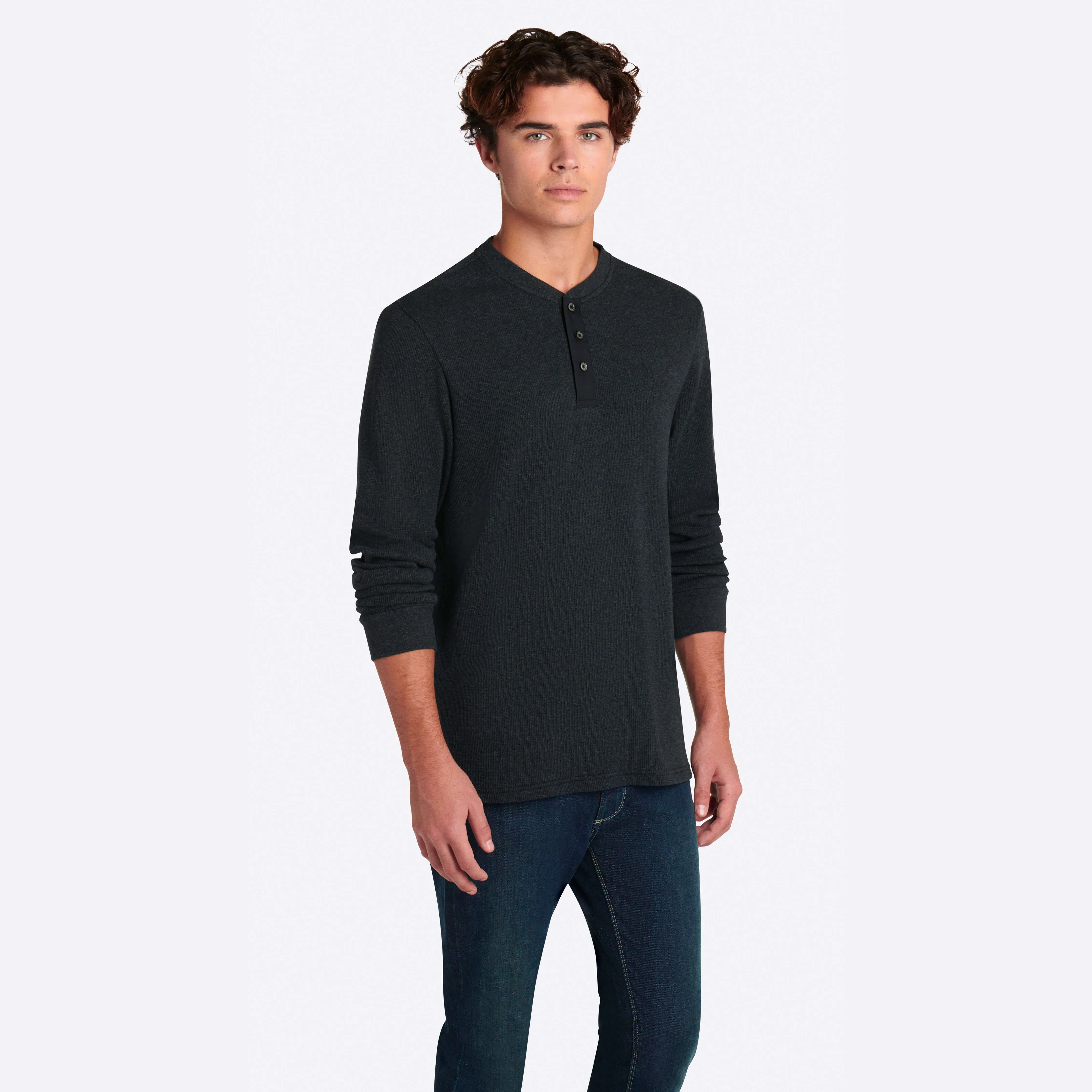 COMFORT Heather Waffle Knit Three Button Henley sold by Bugatchi product image thumbnail 2