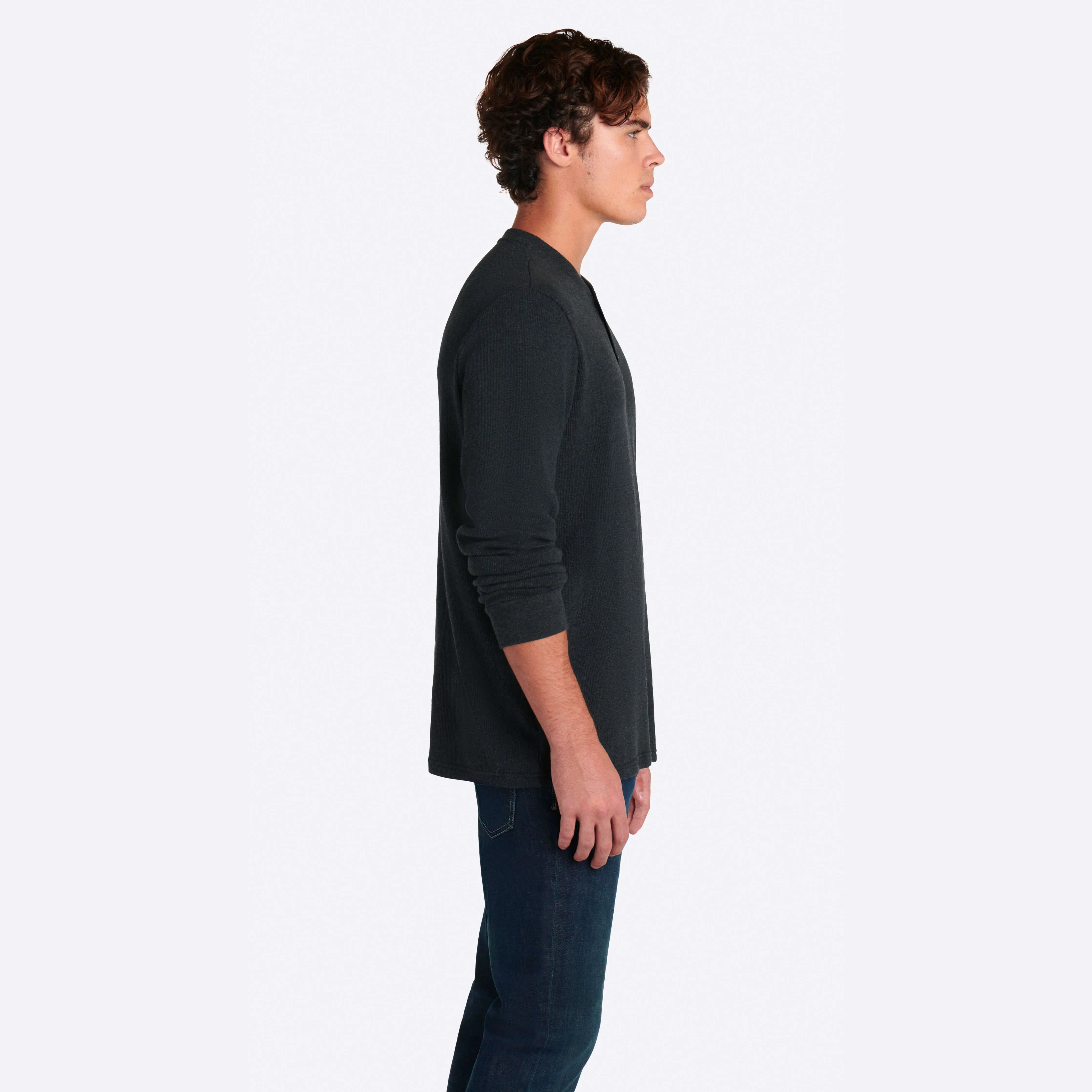 COMFORT Heather Waffle Knit Three Button Henley sold by Bugatchi product image thumbnail 4