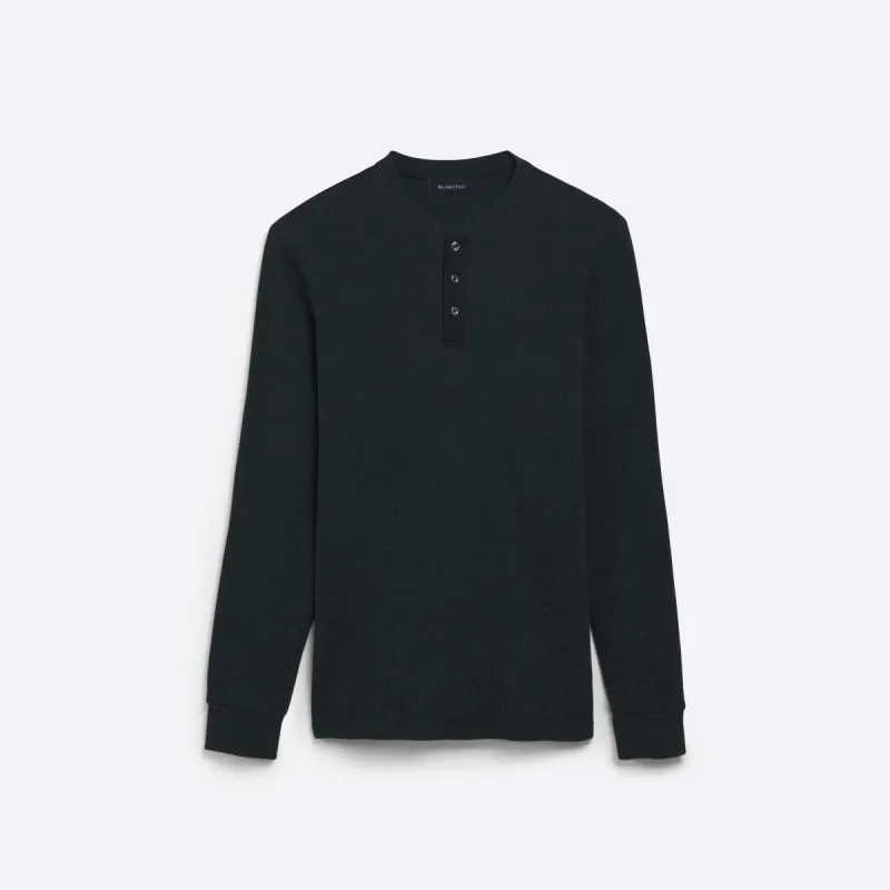 COMFORT Heather Waffle Knit Three Button Henley sold by Bugatchi