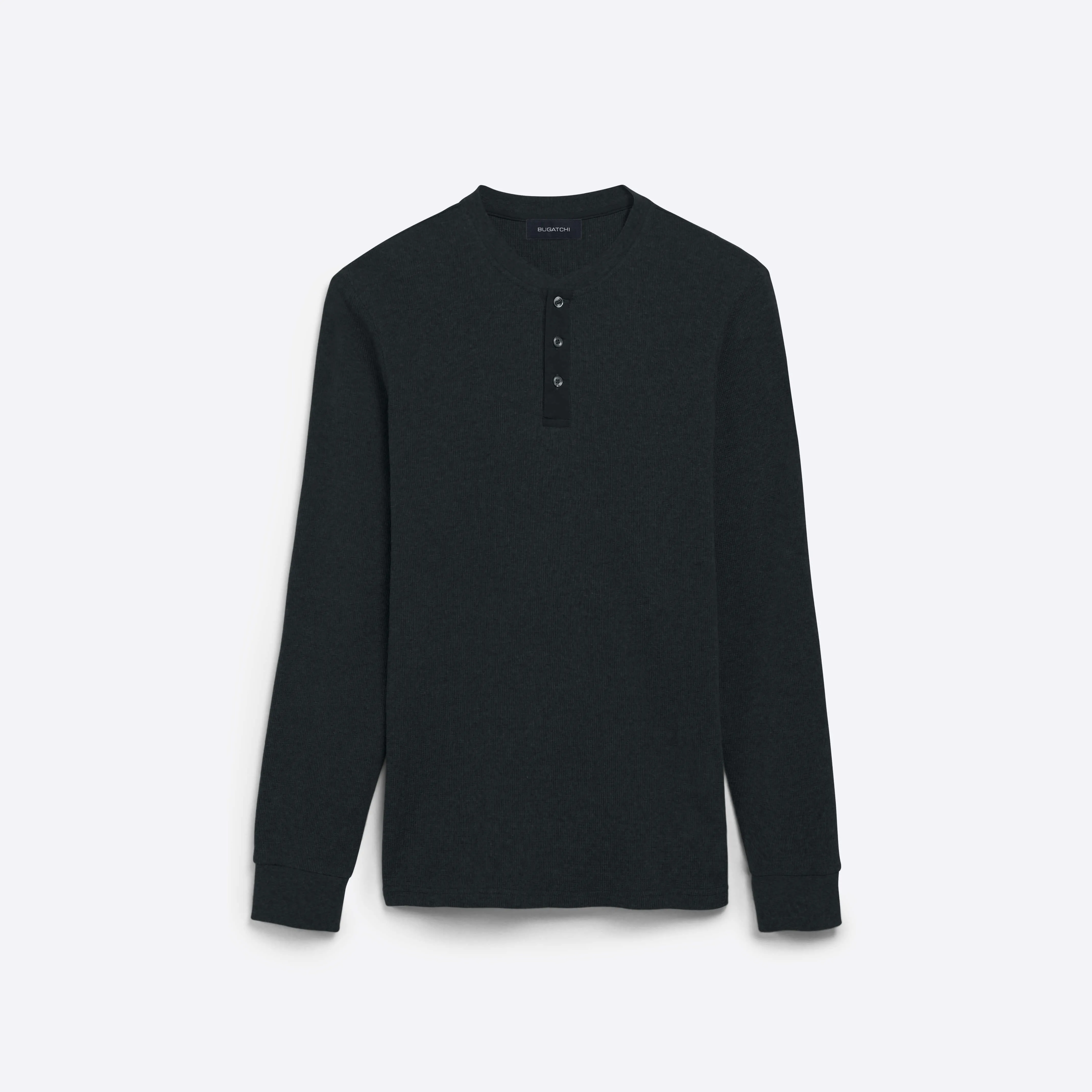 COMFORT Heather Waffle Knit Three Button Henley sold by Bugatchi