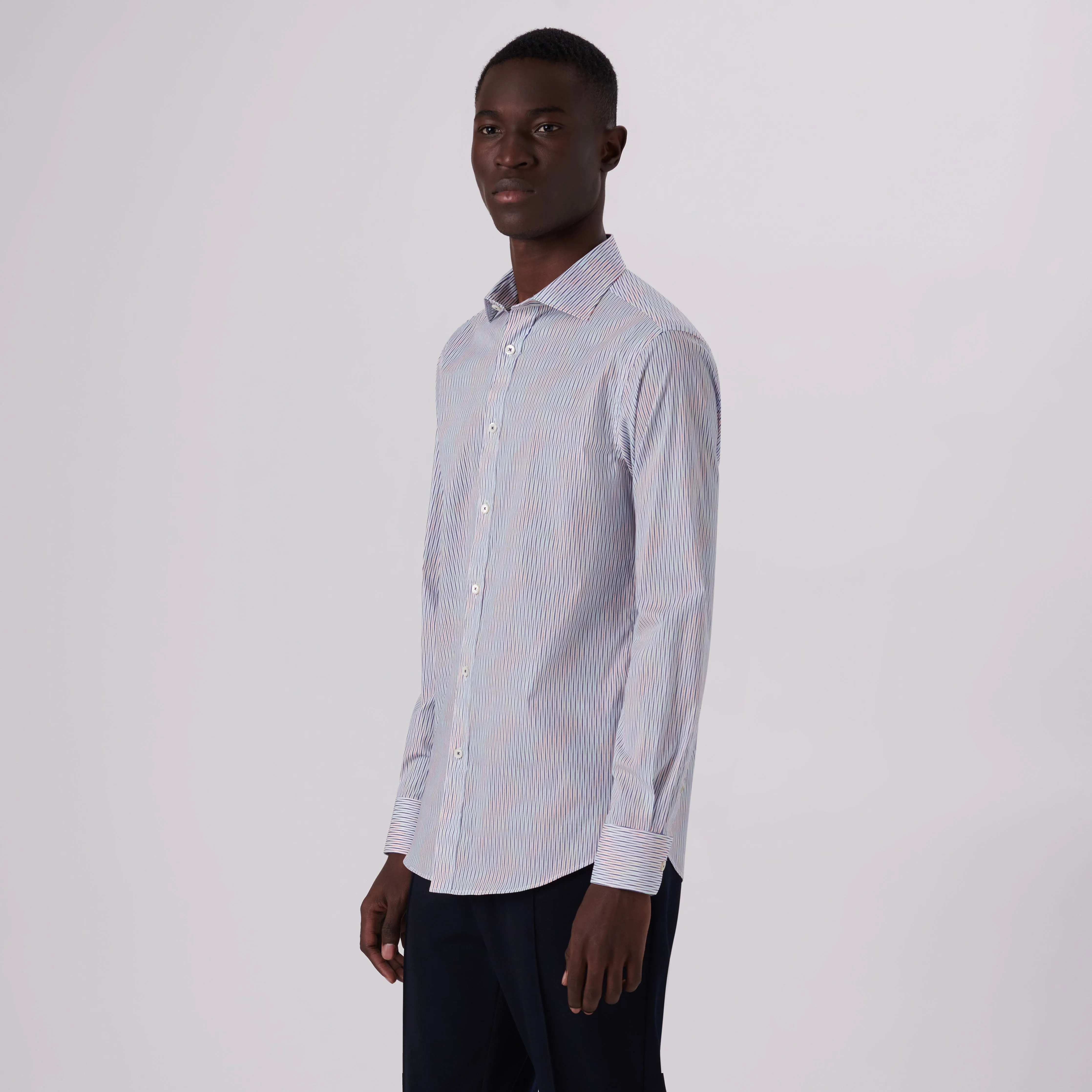 Axel Interrupted Stripe Print Shirt sold by Bugatchi product image thumbnail 3