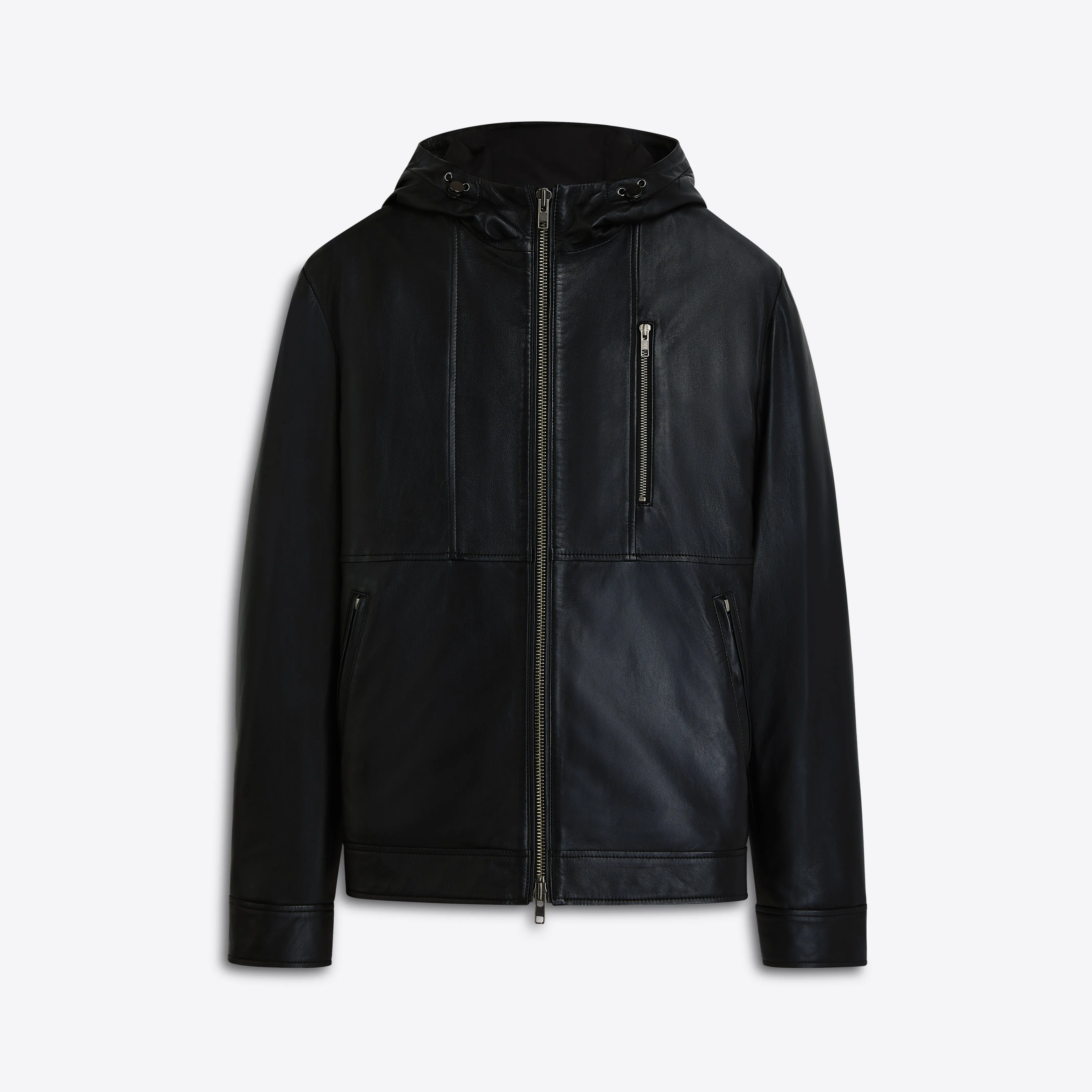 Leather Bomber Jacket with Hood sold by Bugatchi