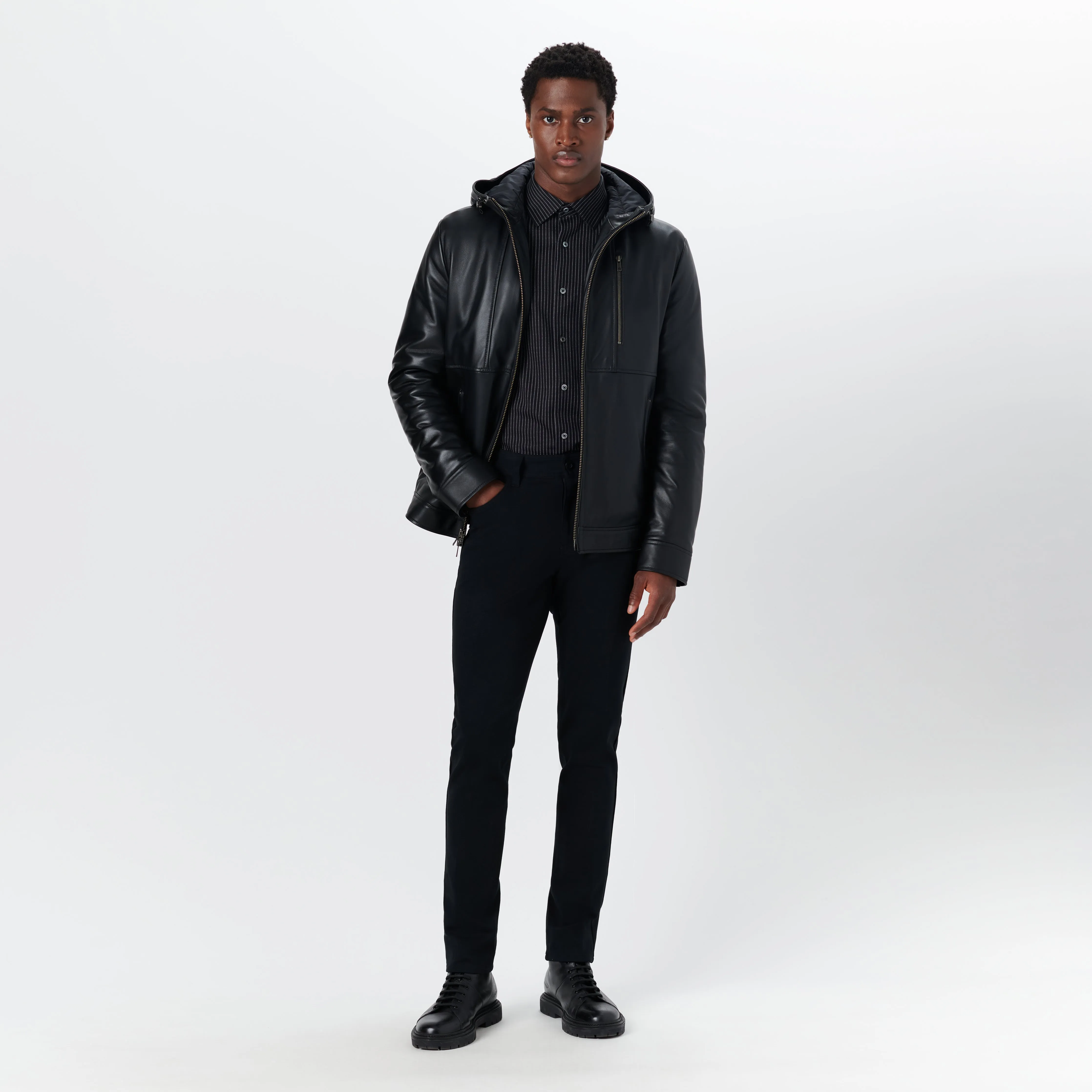 Leather Bomber Jacket with Hood sold by Bugatchi product image thumbnail 5