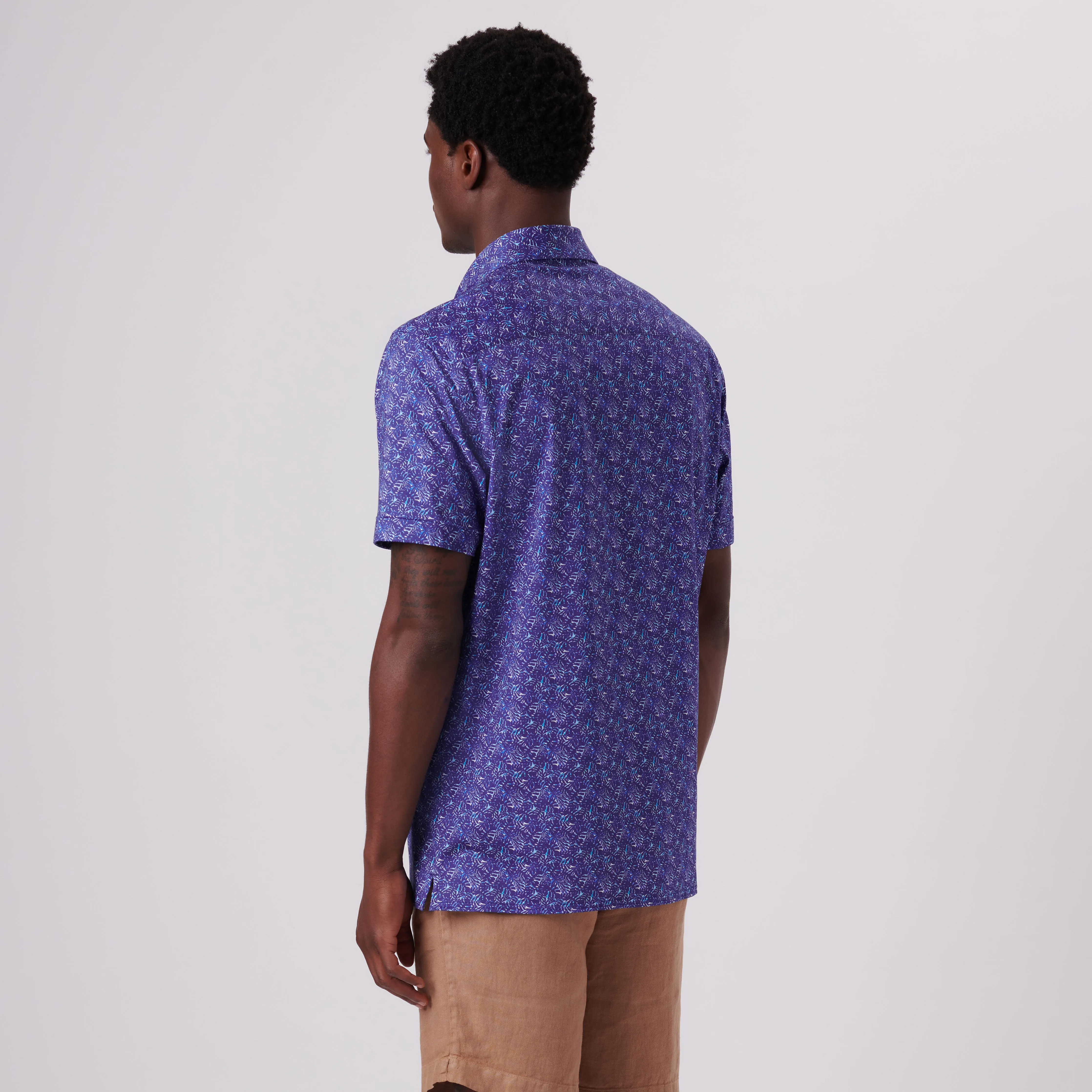 Milo Leaf Print OoohCotton Short Sleeve Shirt sold by Bugatchi product image thumbnail 4
