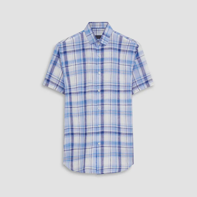 Orson Plaid Check Short Sleeve Linen Shirt sold by Bugatchi