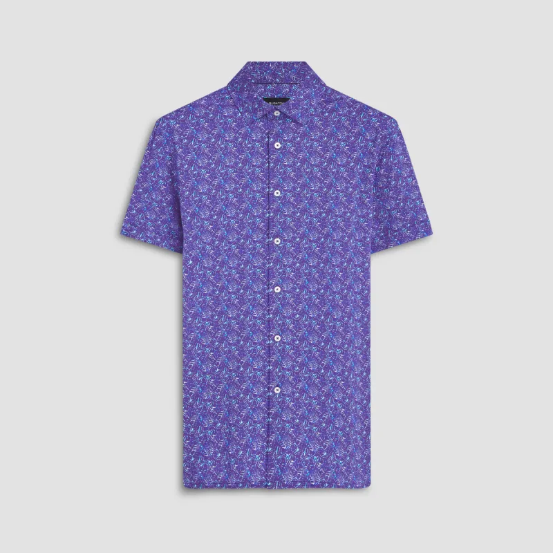 Milo Leaf Print OoohCotton Short Sleeve Shirt sold by Bugatchi