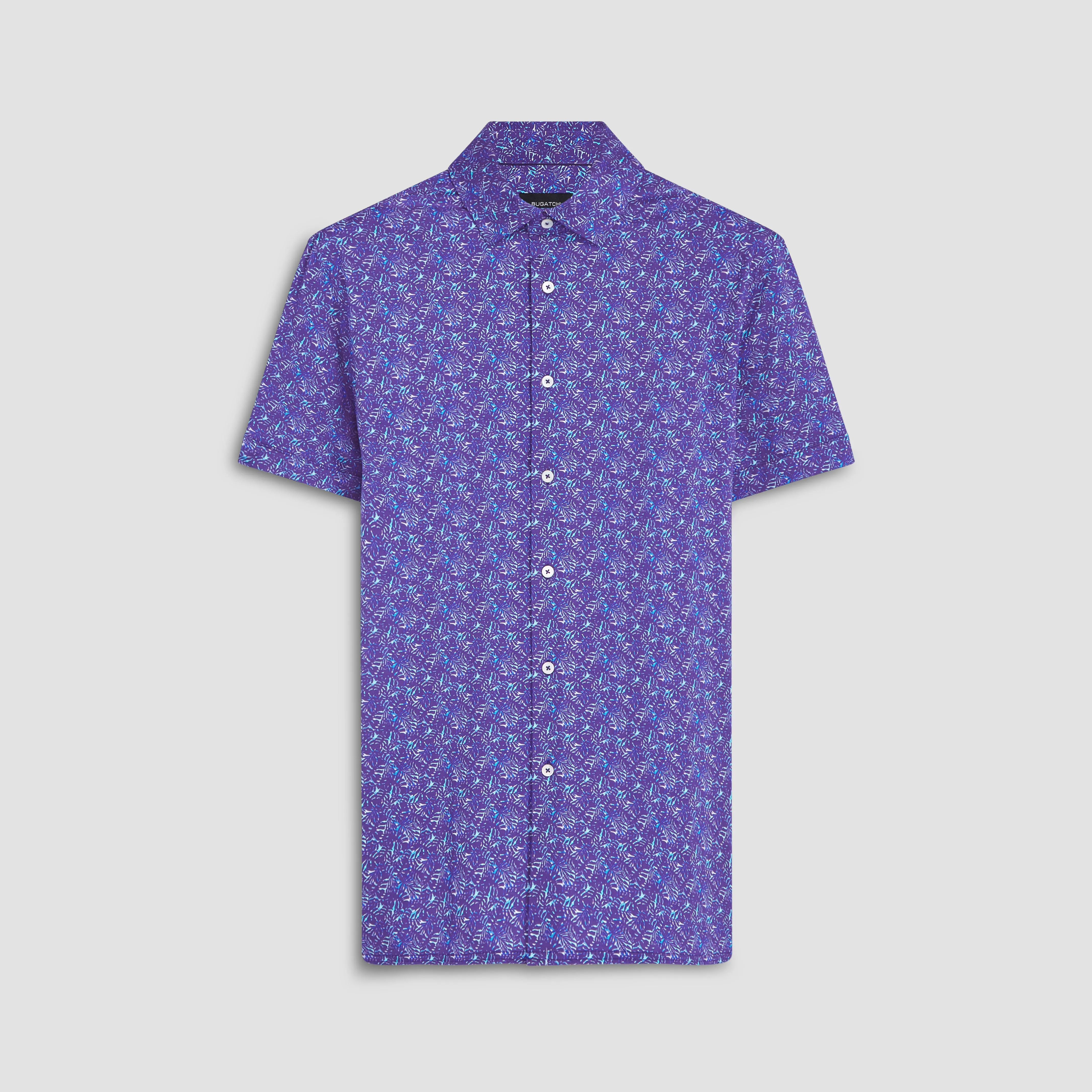 Milo Leaf Print OoohCotton Short Sleeve Shirt sold by Bugatchi