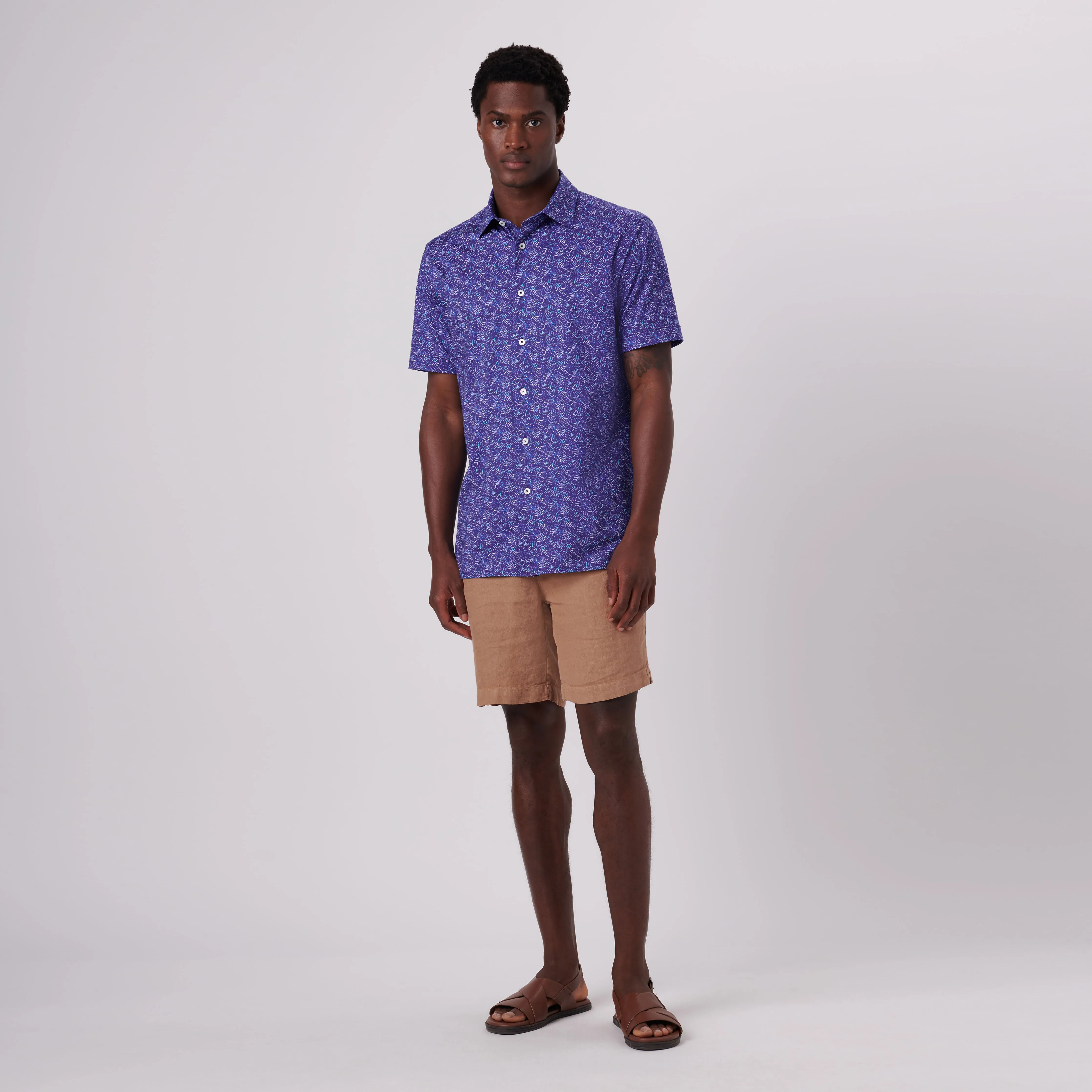 Milo Leaf Print OoohCotton Short Sleeve Shirt sold by Bugatchi product image thumbnail 5