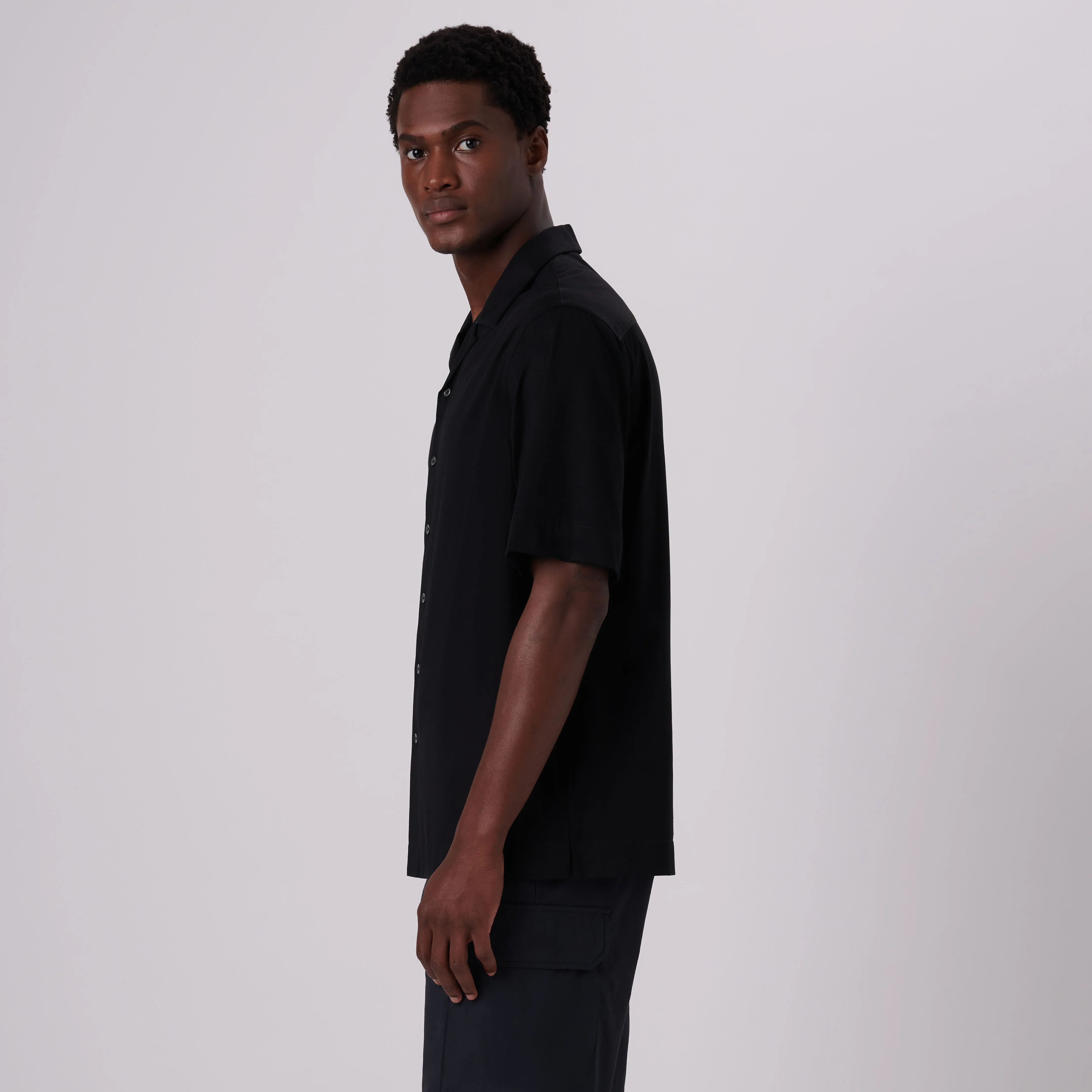 Cole Solid OoohCotton Camp Shirt sold by Bugatchi product image thumbnail 3