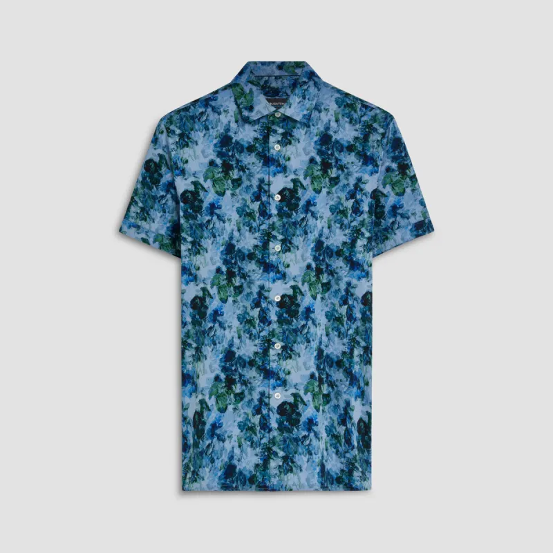 Milo Aquarelle Leaf Print OoohCotton Short Sleeve Shirt sold by Bugatchi