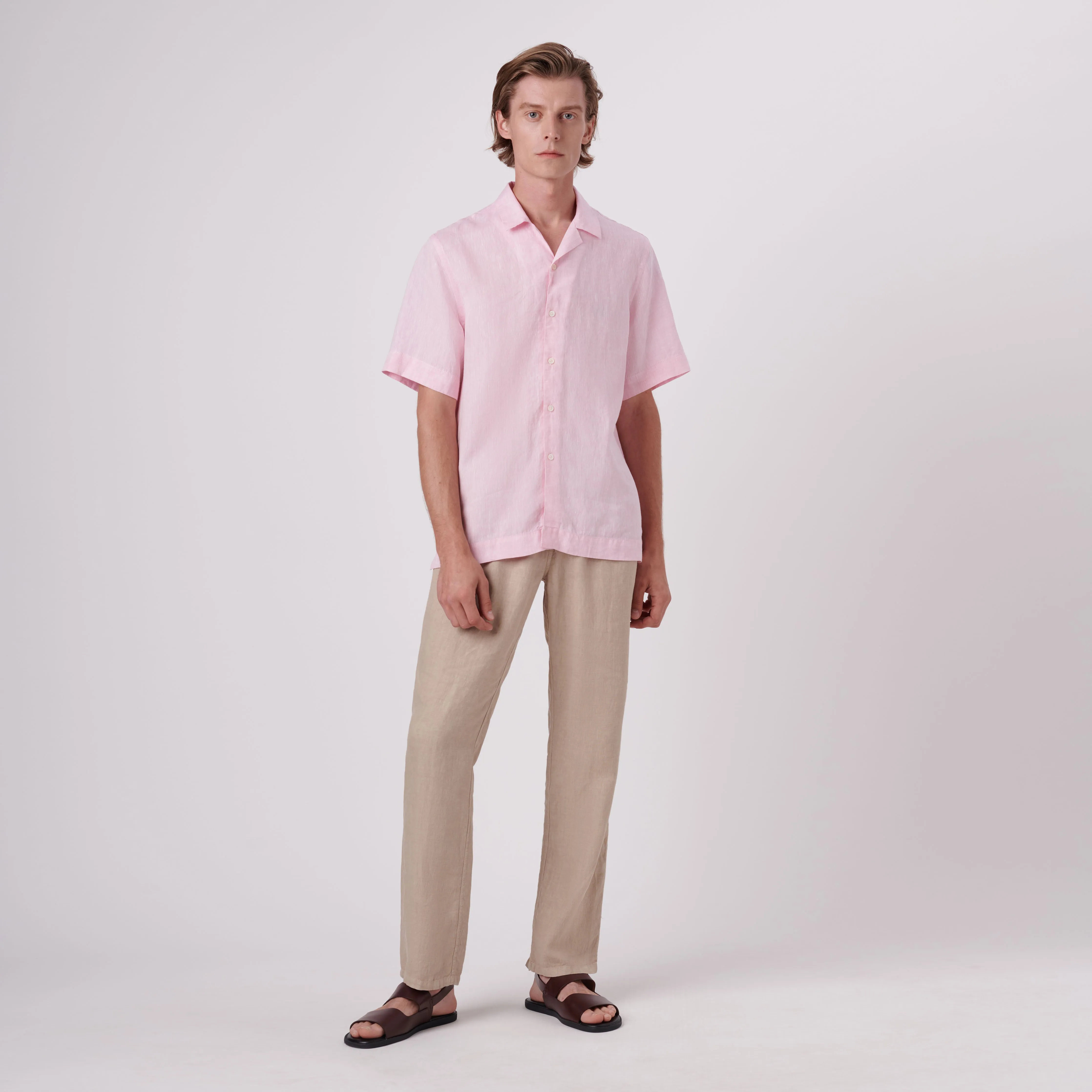 Jackson Solid Short Sleeve Linen Shirt sold by Bugatchi product image thumbnail 5