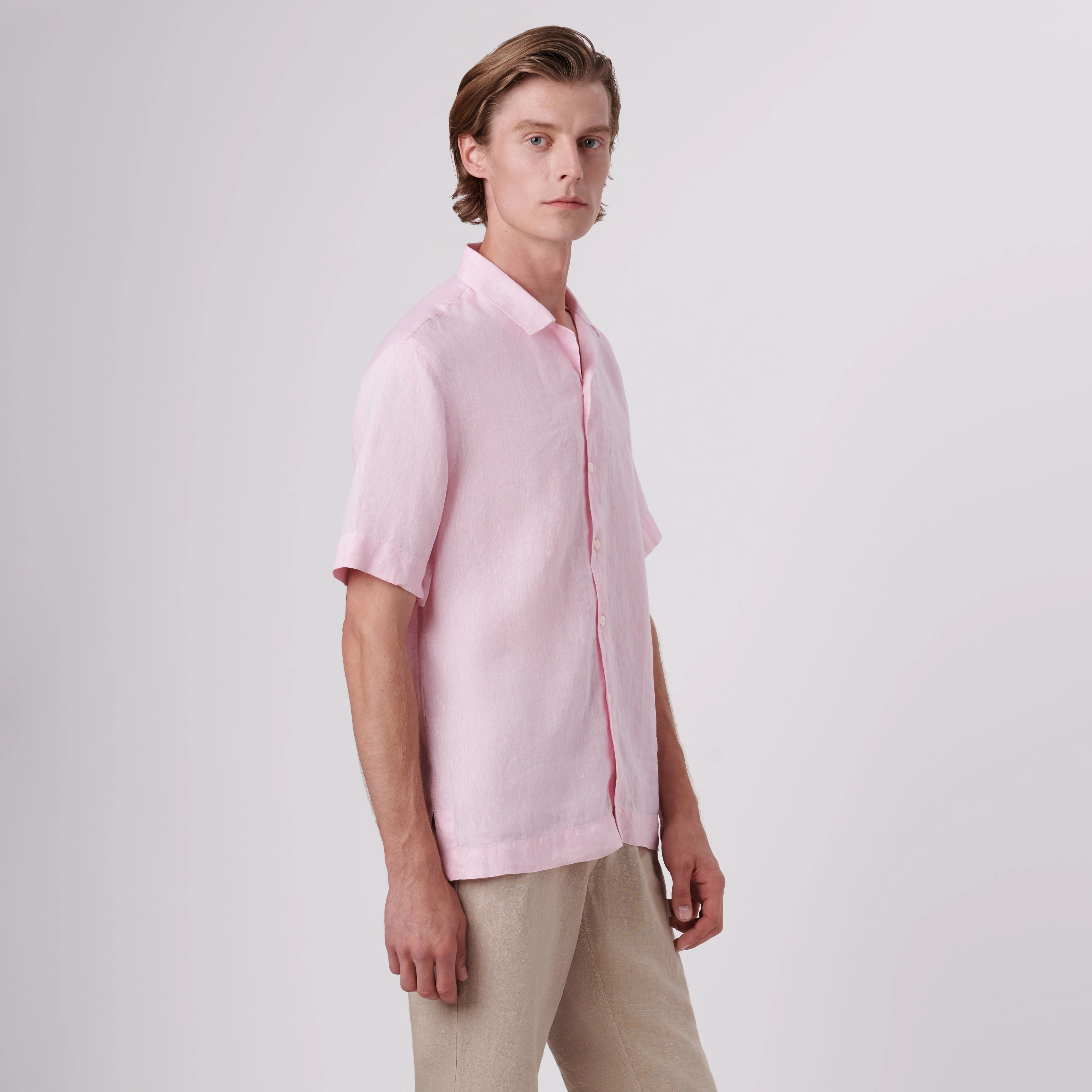 Jackson Solid Short Sleeve Linen Shirt sold by Bugatchi product image thumbnail 3