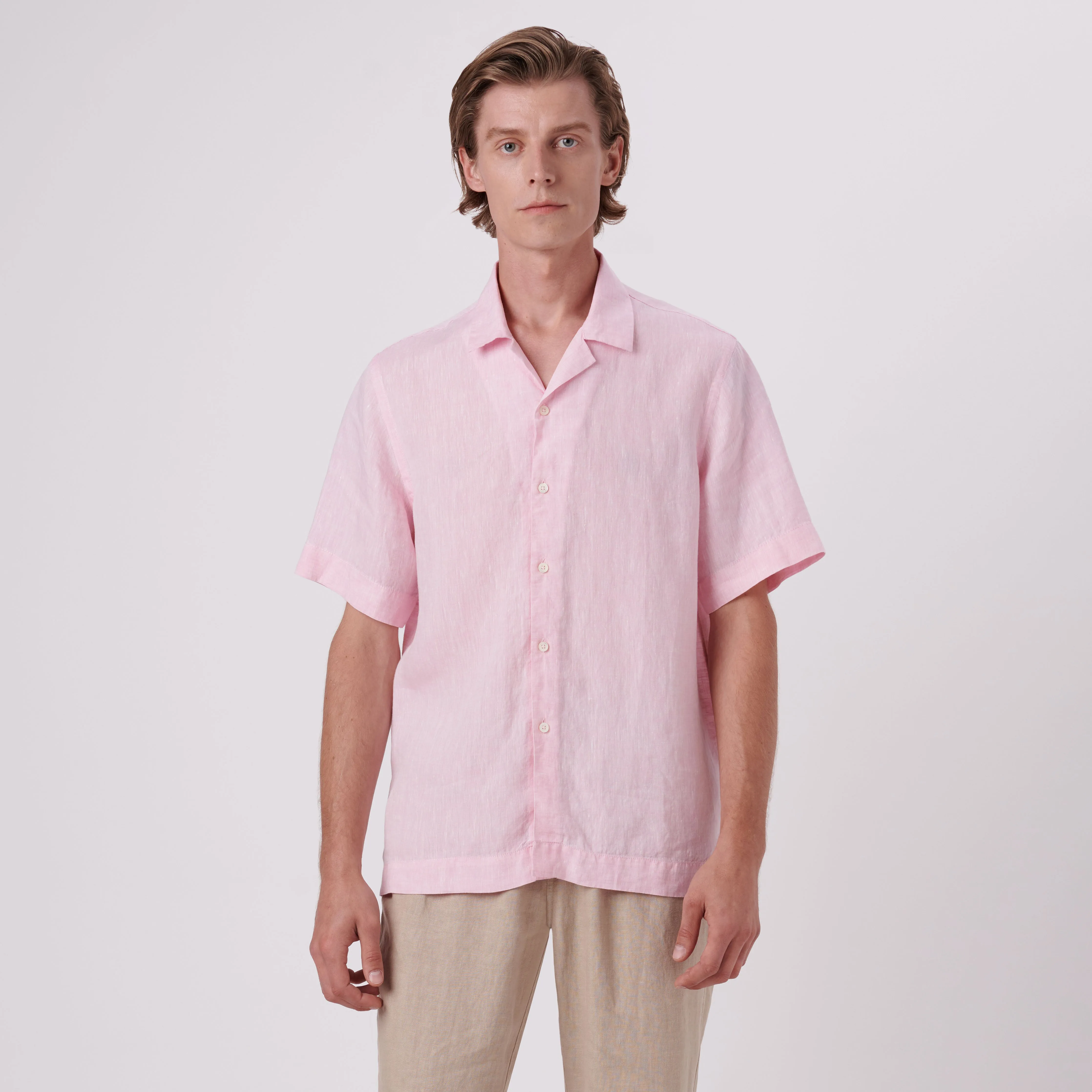 Jackson Solid Short Sleeve Linen Shirt sold by Bugatchi product image thumbnail 2