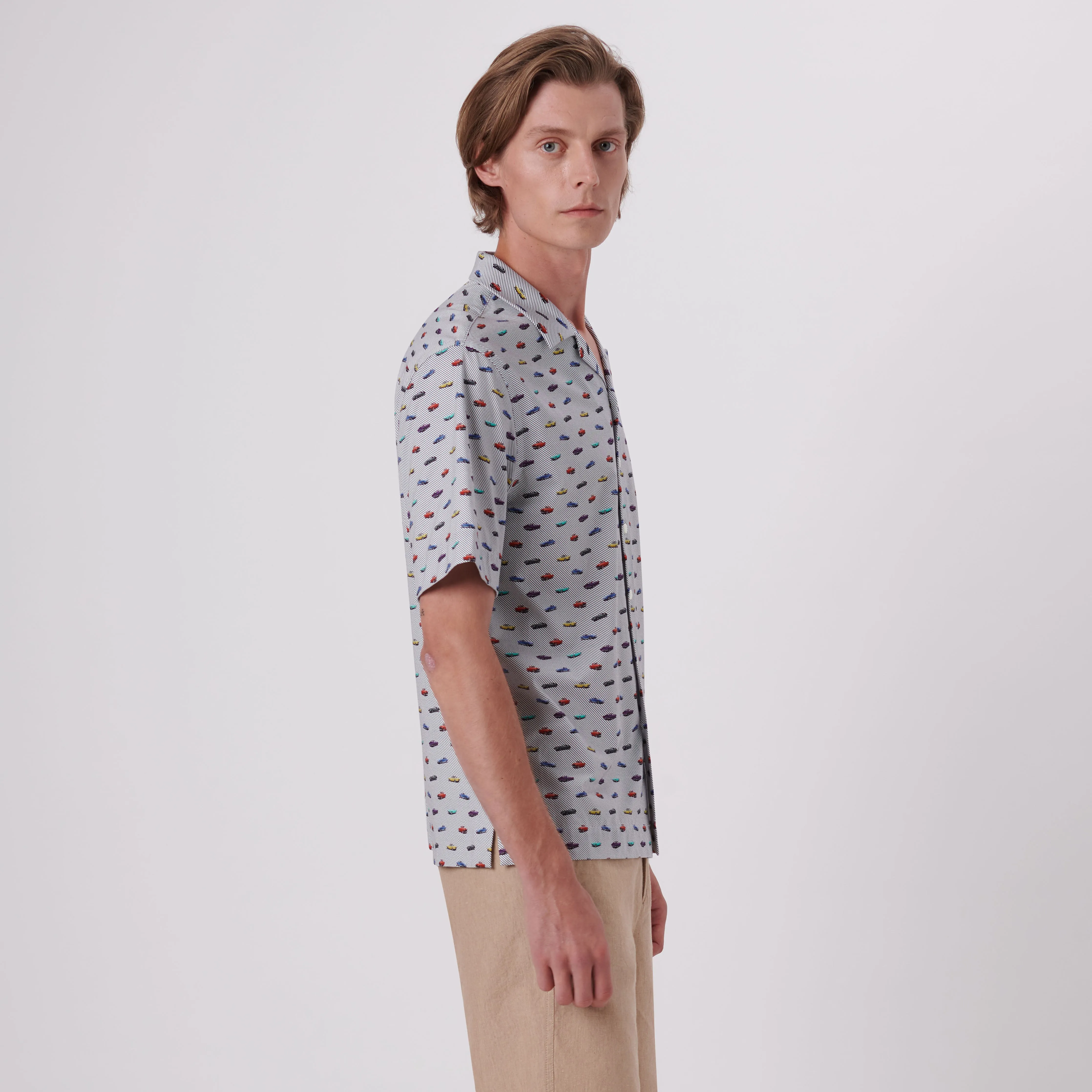 Cole Vintage Cars Print OoohCotton Camp Shirt sold by Bugatchi product image thumbnail 3