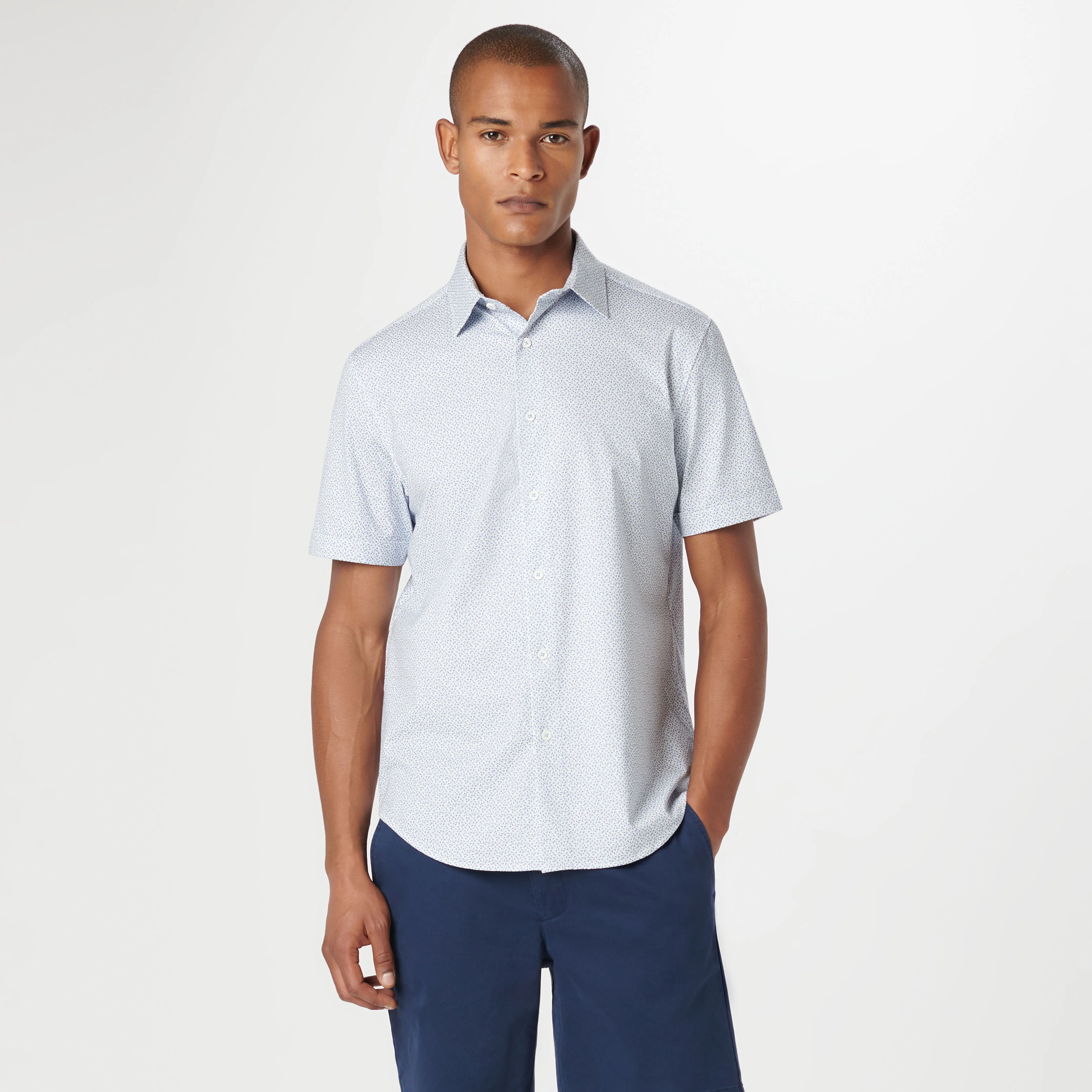 Miles Geometric OoohCotton Short Sleeve Shirt sold by Bugatchi product image thumbnail 2