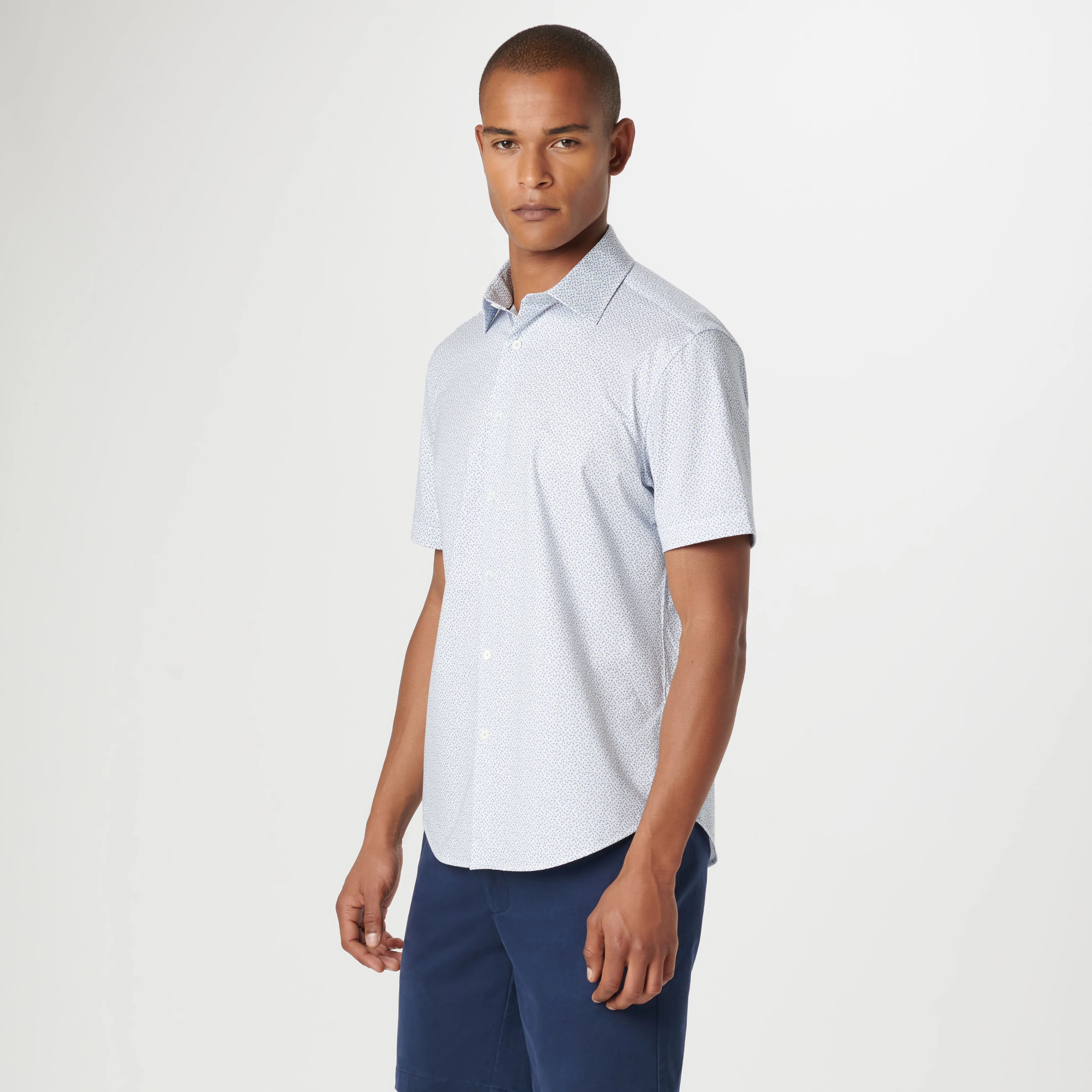 Miles Geometric OoohCotton Short Sleeve Shirt sold by Bugatchi product image thumbnail 3