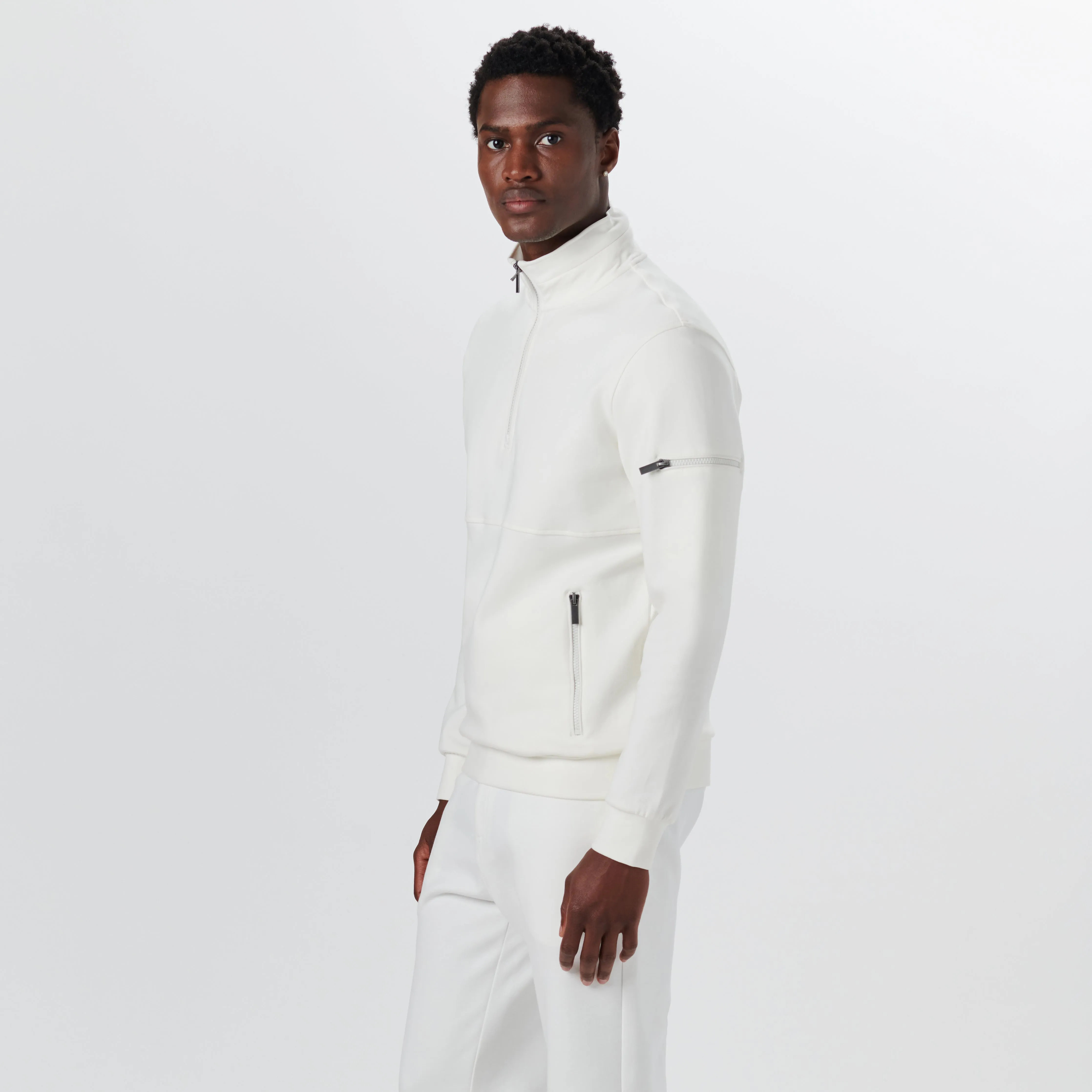 Long Sleeve Quarter Zip Pullover With Hood sold by Bugatchi product image thumbnail 3