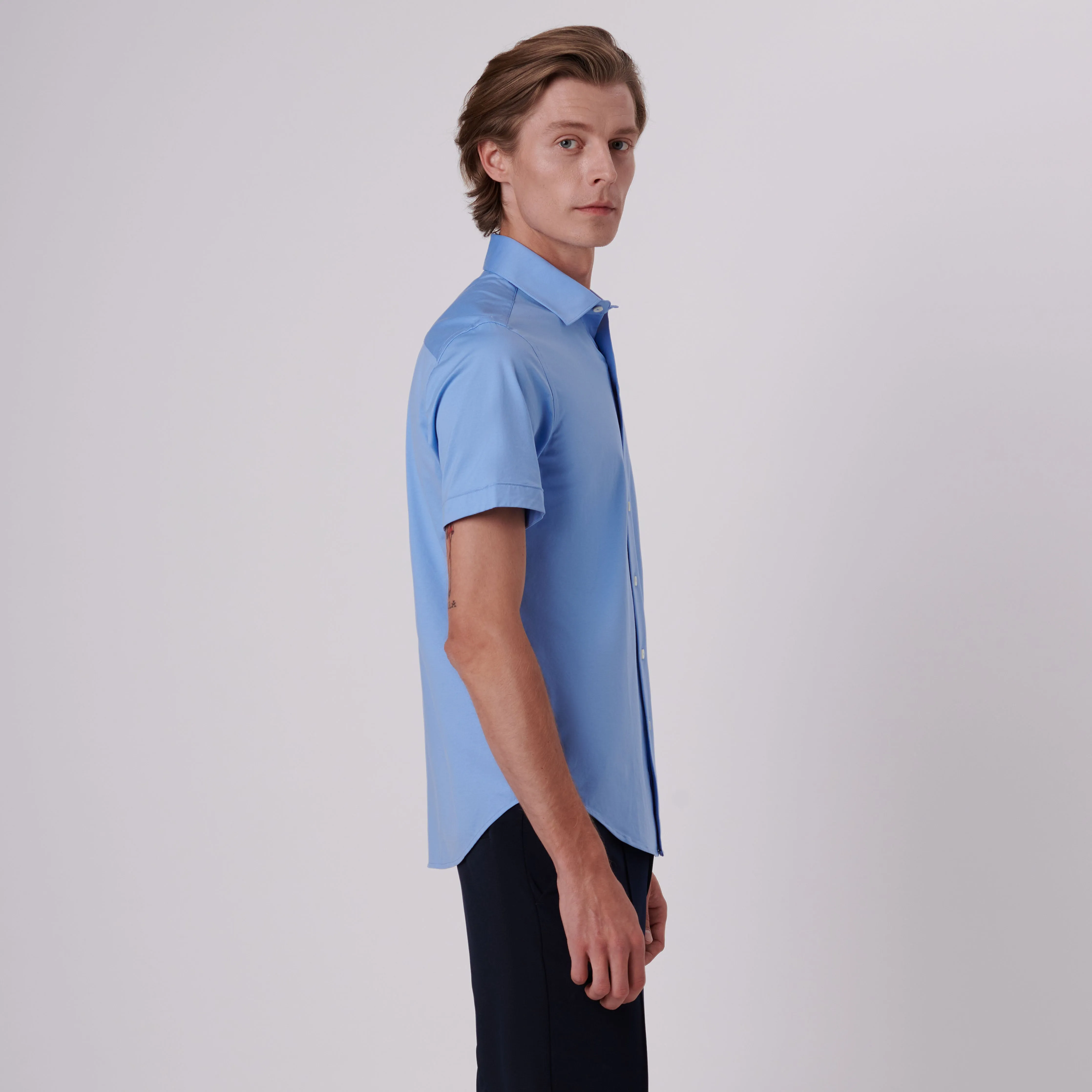 Miles Solid OoohCotton Short Sleeve Shirt sold by Bugatchi product image thumbnail 3