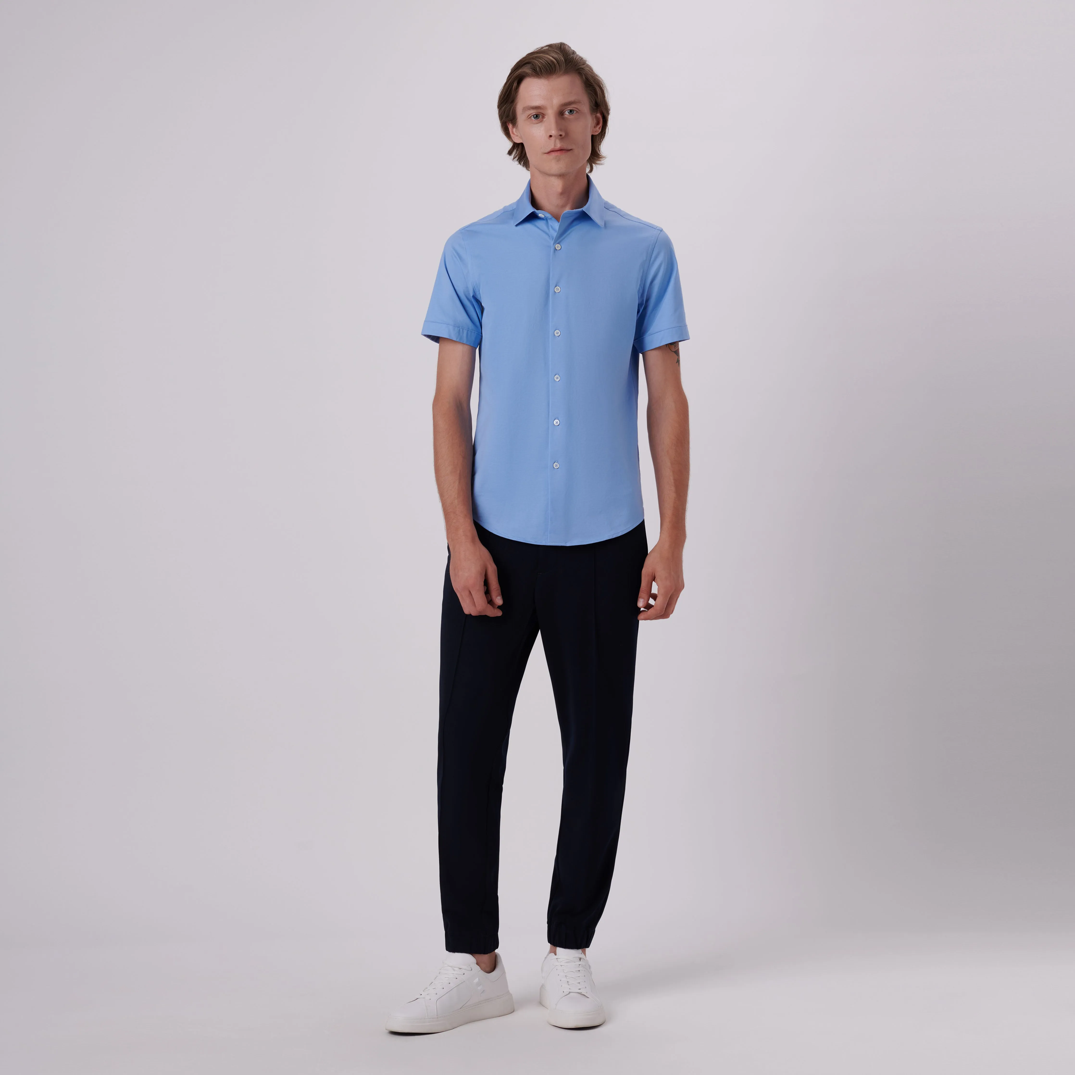 Miles Solid OoohCotton Short Sleeve Shirt sold by Bugatchi product image thumbnail 5