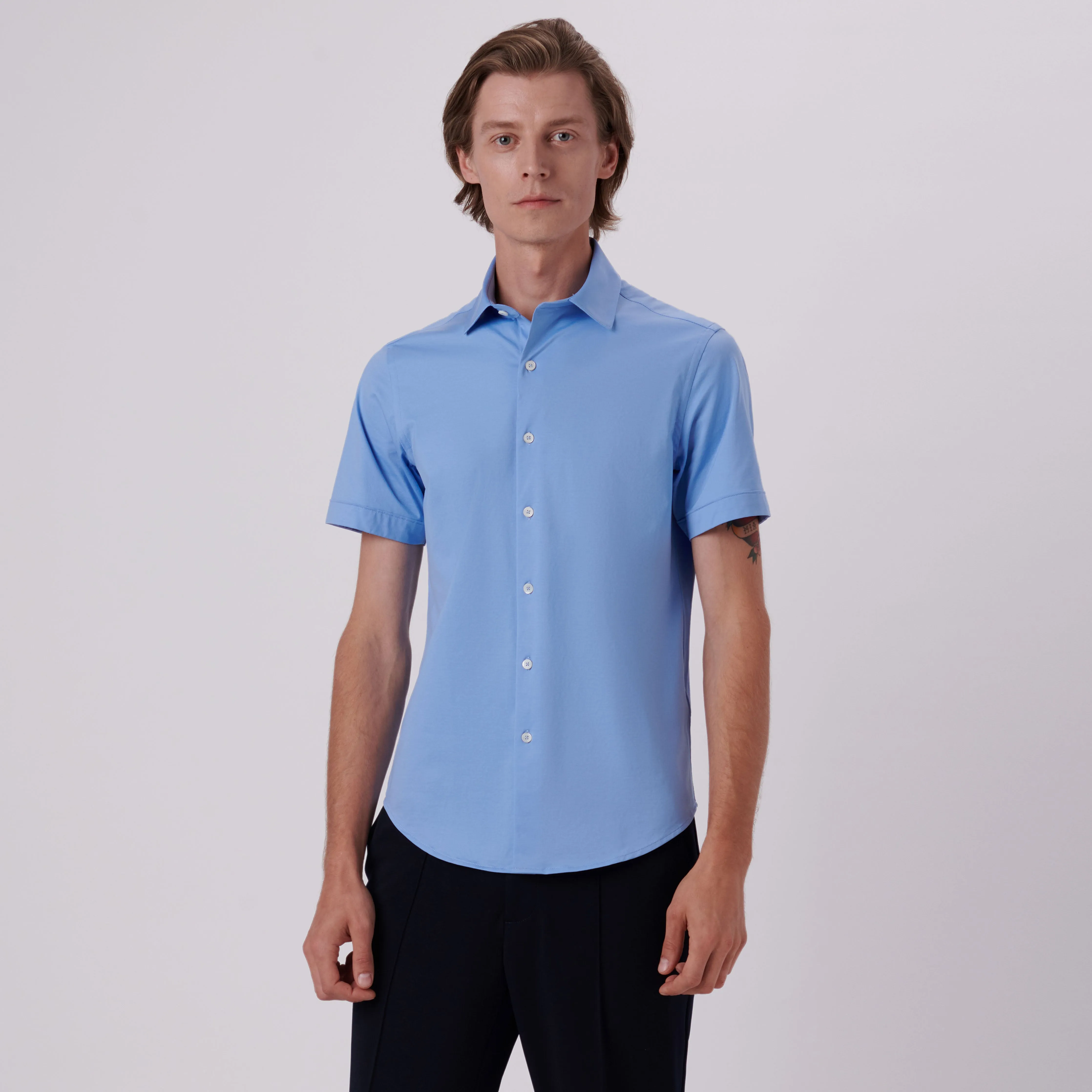 Miles Solid OoohCotton Short Sleeve Shirt sold by Bugatchi product image thumbnail 2