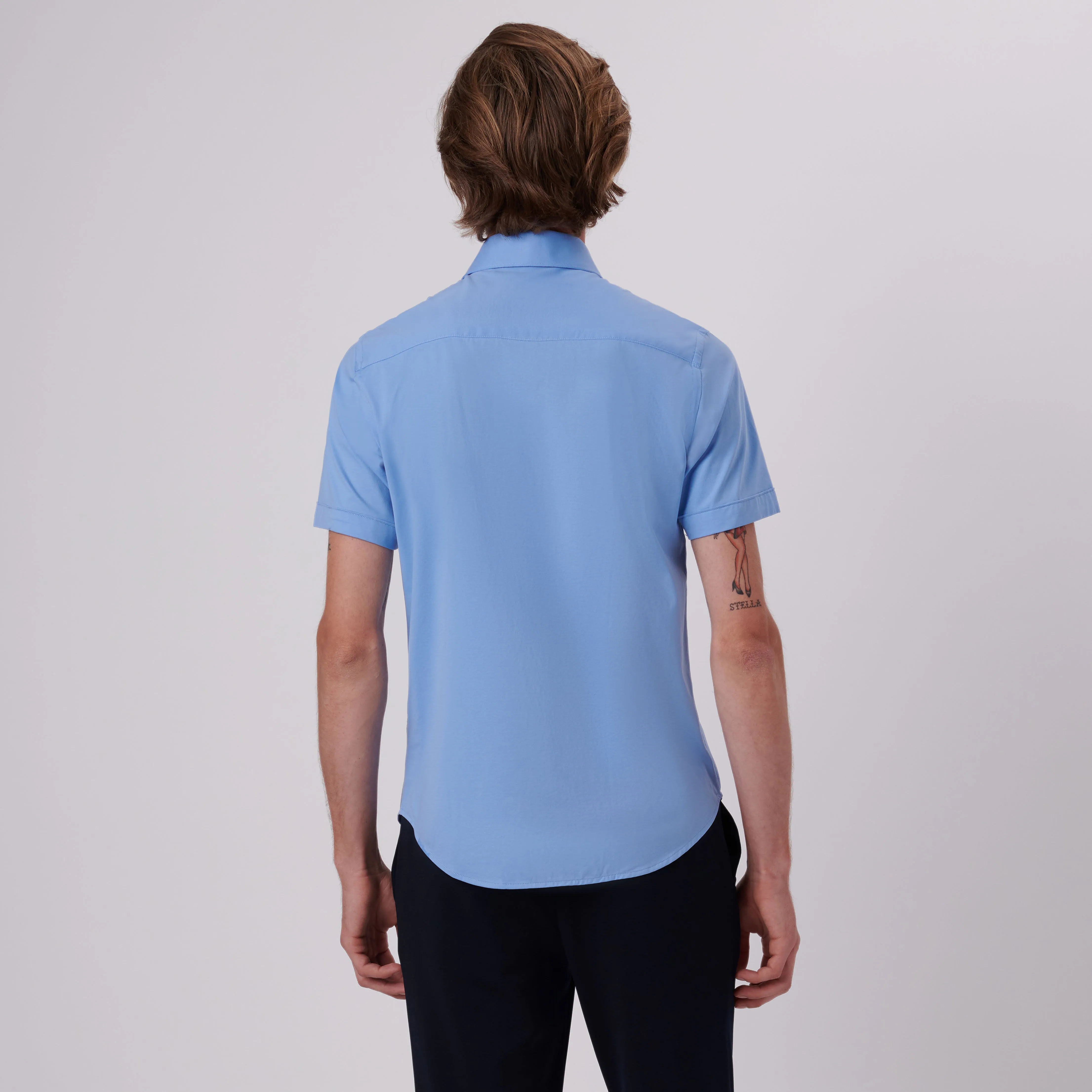 Miles Solid OoohCotton Short Sleeve Shirt sold by Bugatchi product image thumbnail 4