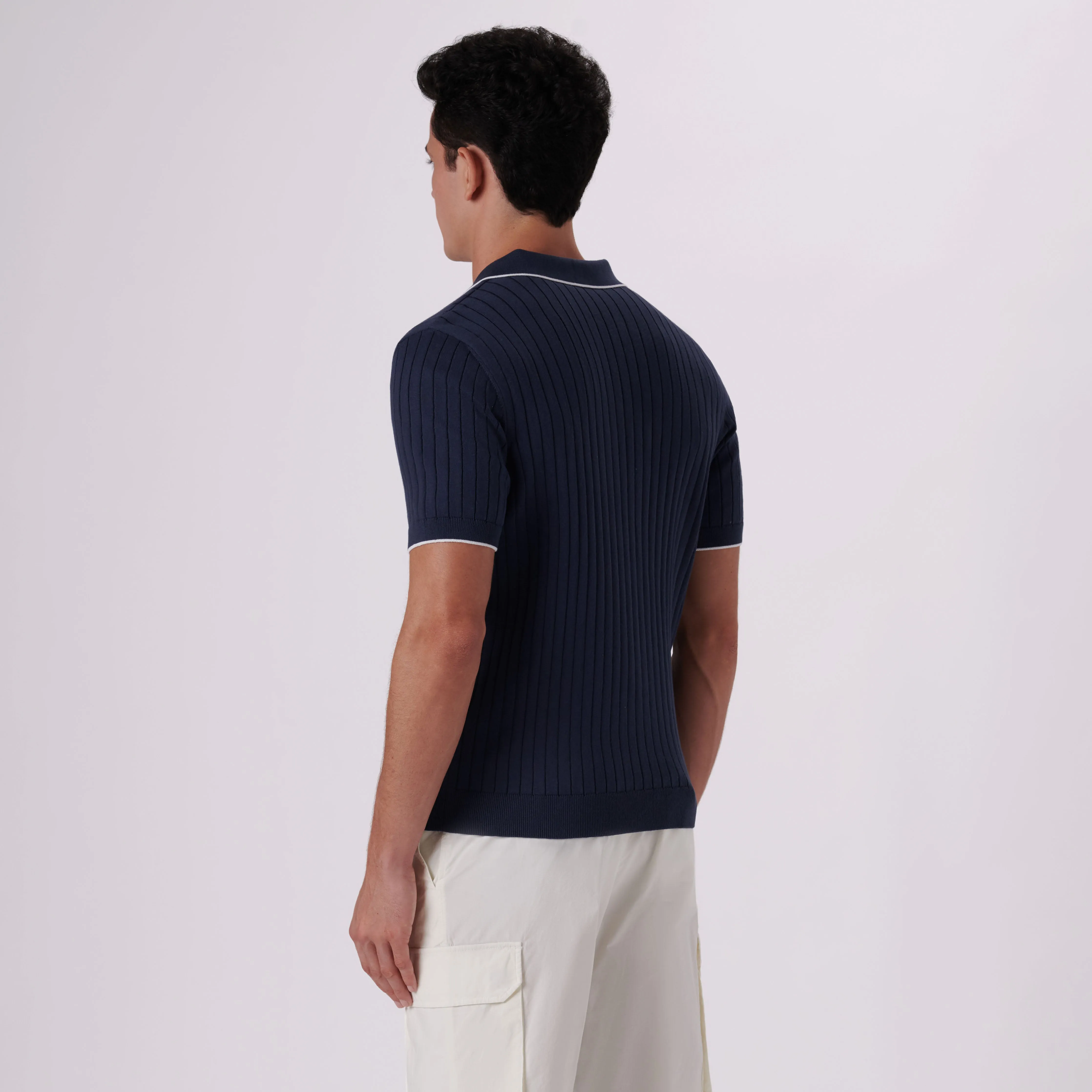 Rib Knit Short Sleeve Johnny Collar Sweater sold by Bugatchi product image thumbnail 4
