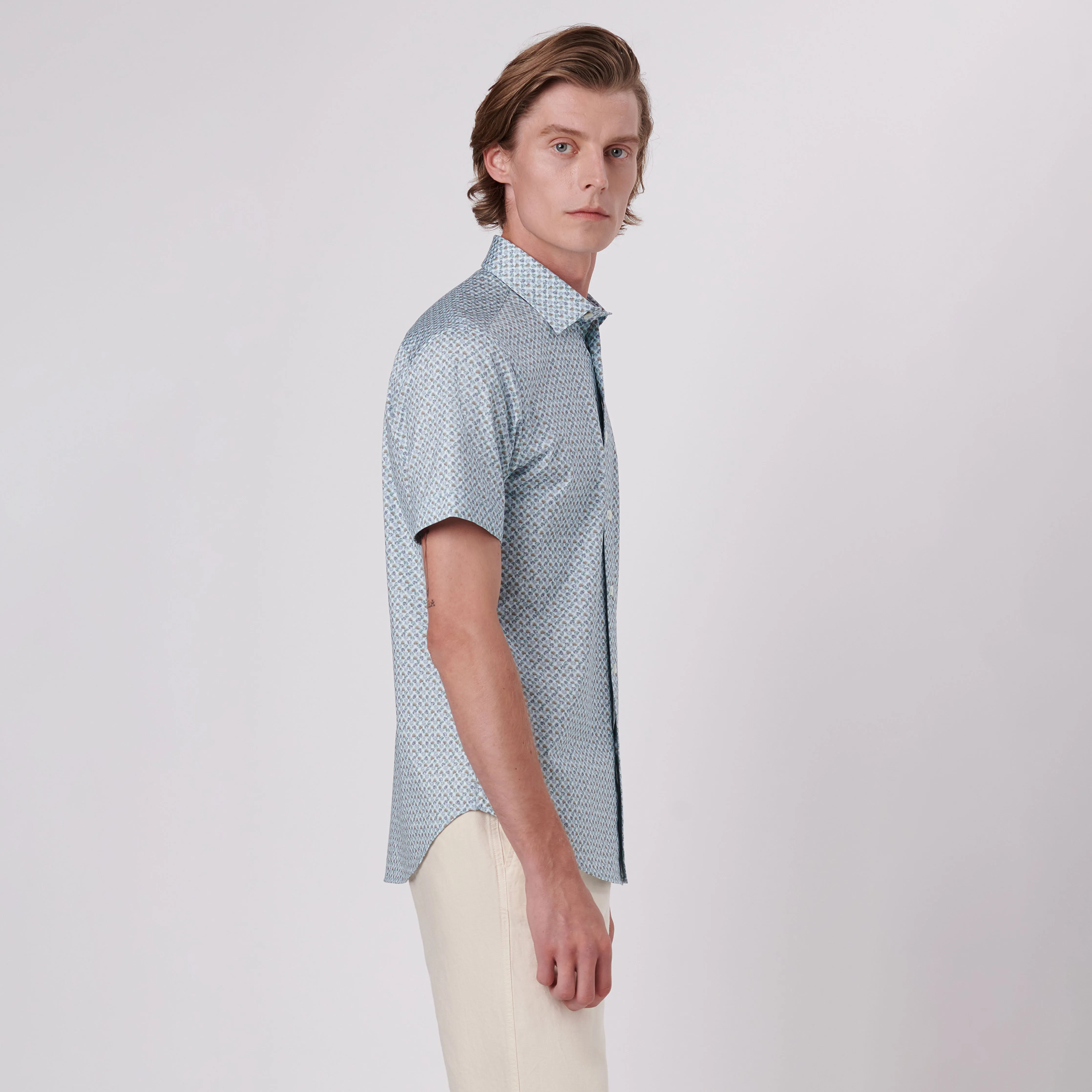 Miles Sprigs Print OoohCotton Short Sleeve Shirt sold by Bugatchi product image thumbnail 3