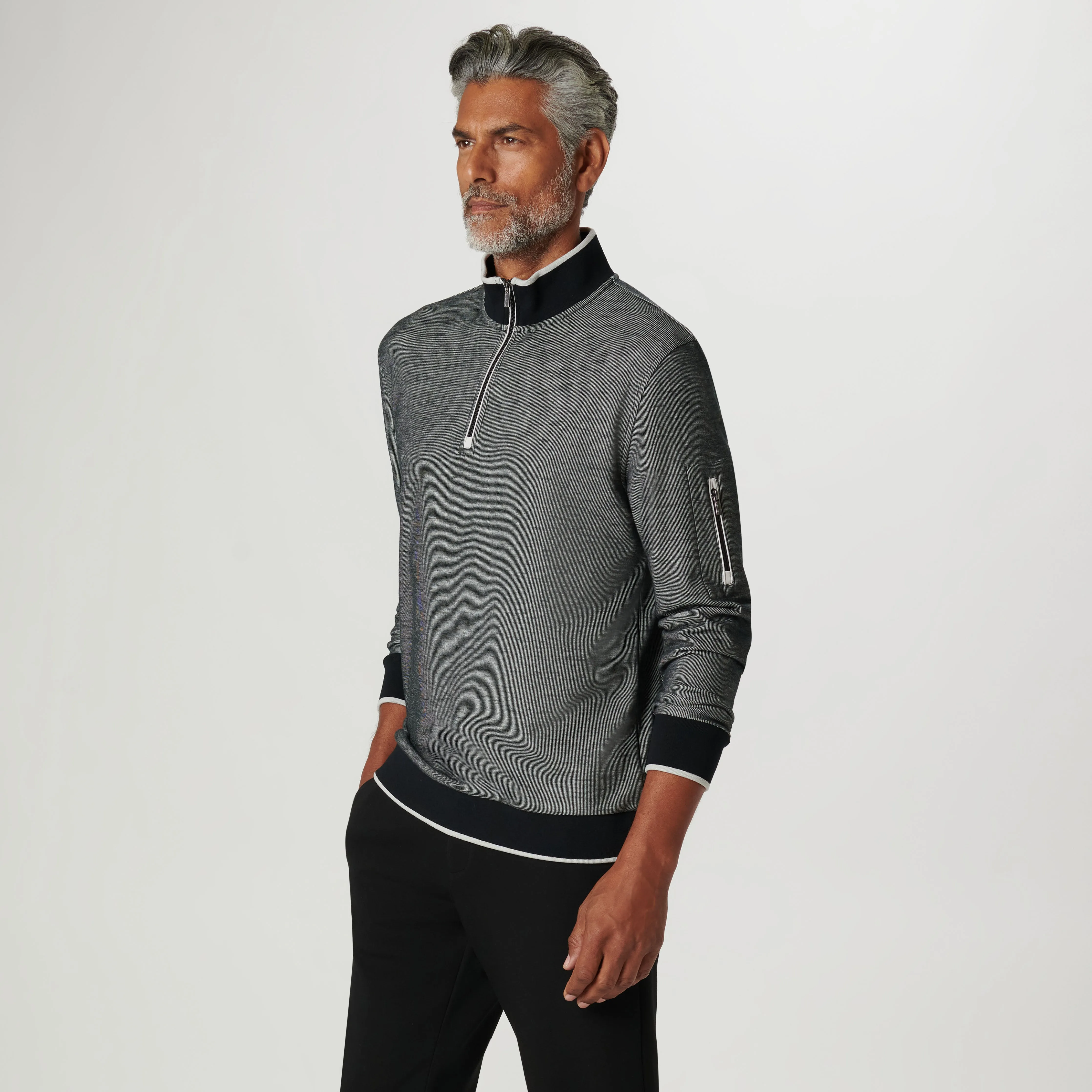 Mini Cable Quarter Zip Pullover sold by Bugatchi product image thumbnail 3