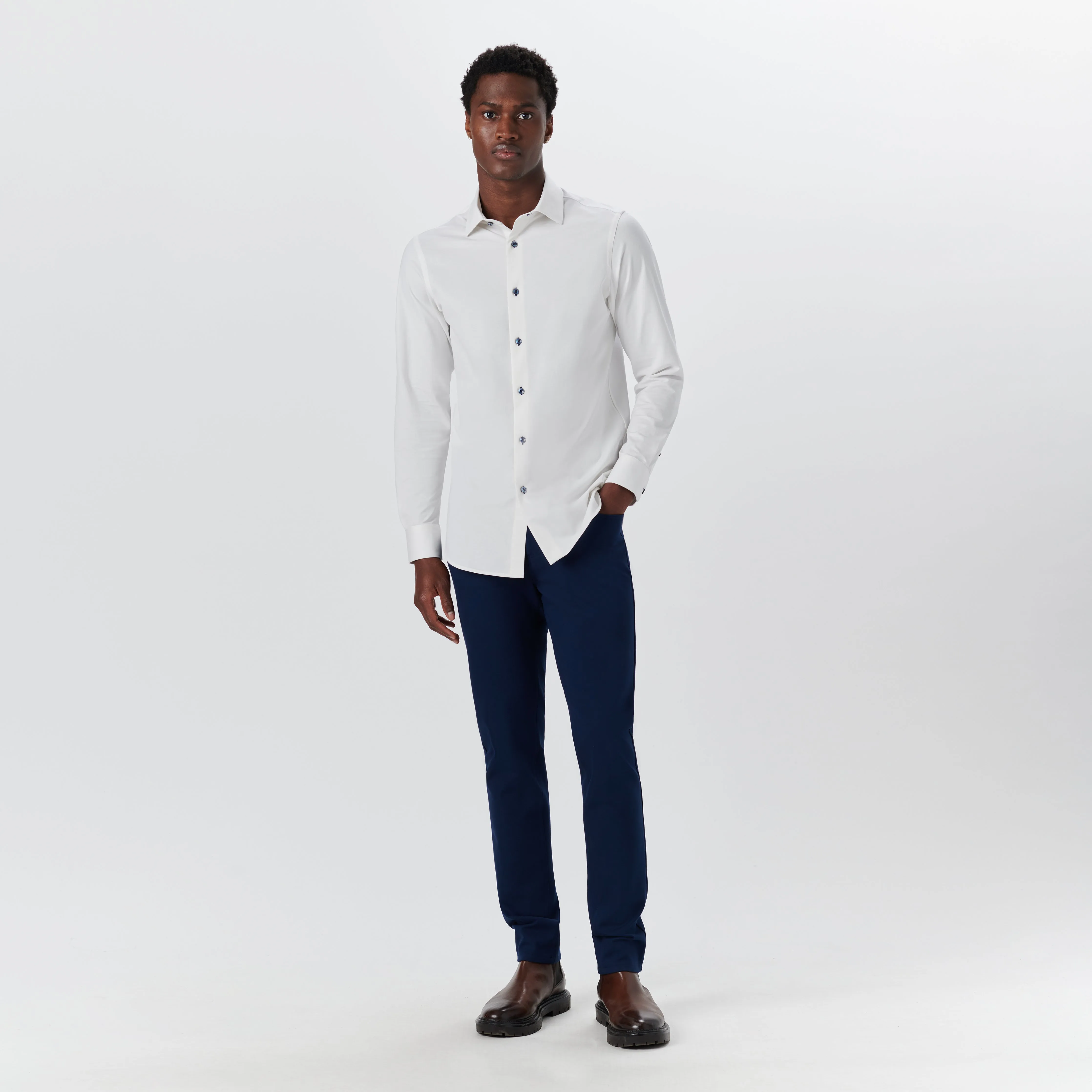JAMES Solid OoohCotton Twill Shirt sold by Bugatchi product image thumbnail 5