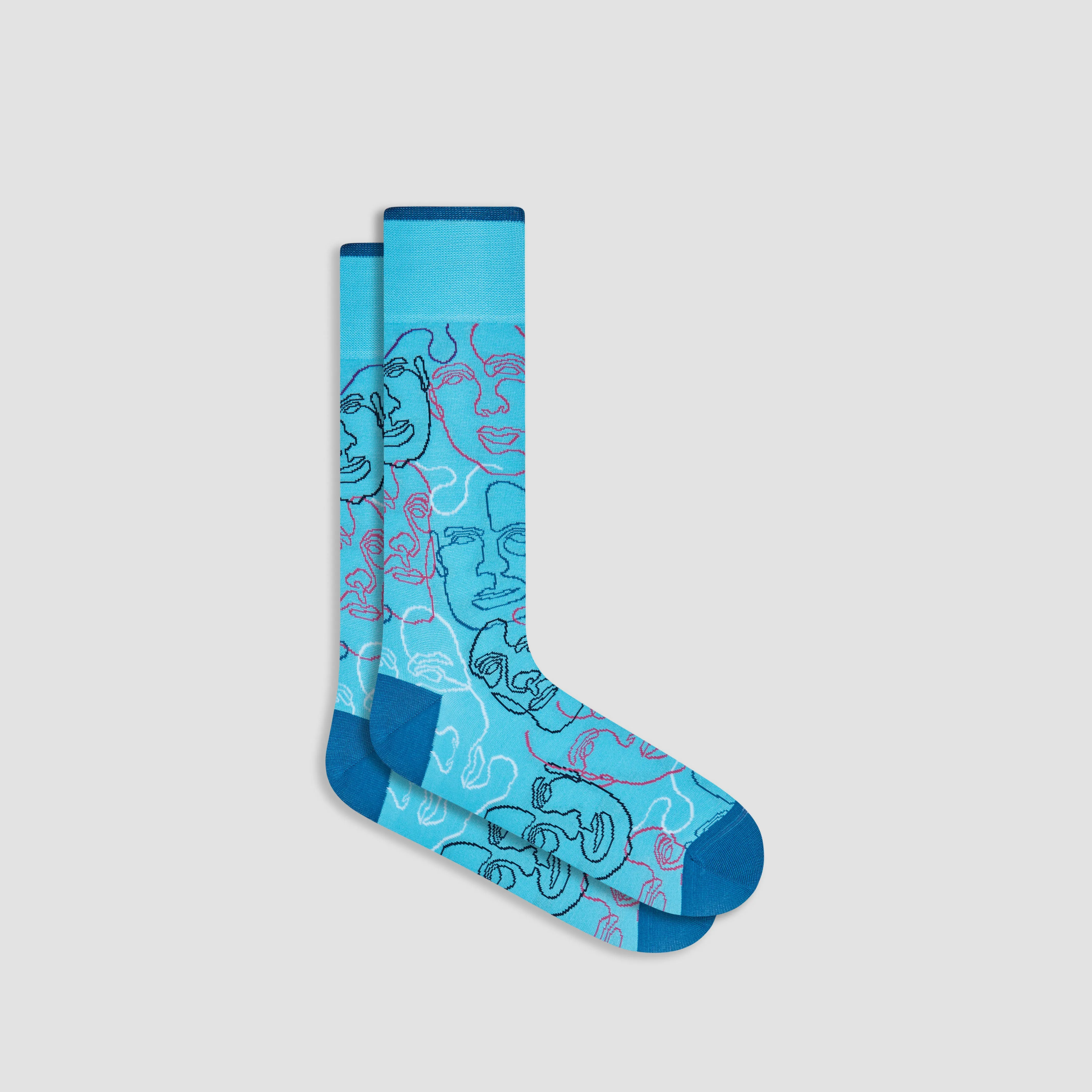 Abstract Faces Mid-Calf Socks sold by Bugatchi