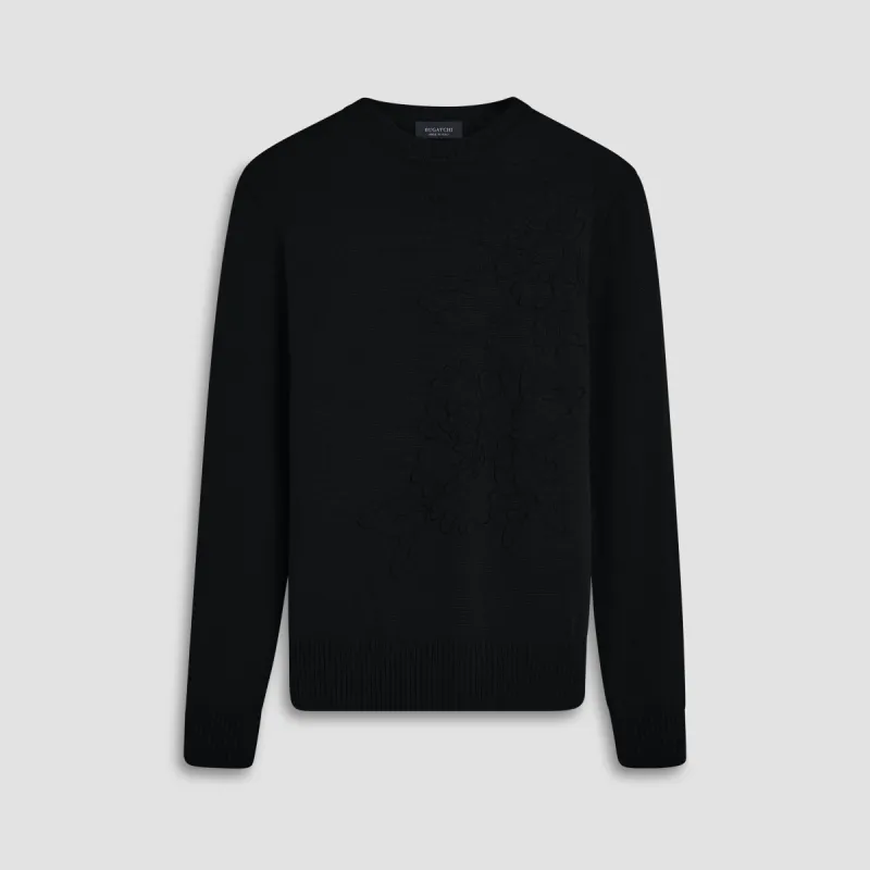 Floral Embroidered Crew Neck Sweater sold by Bugatchi