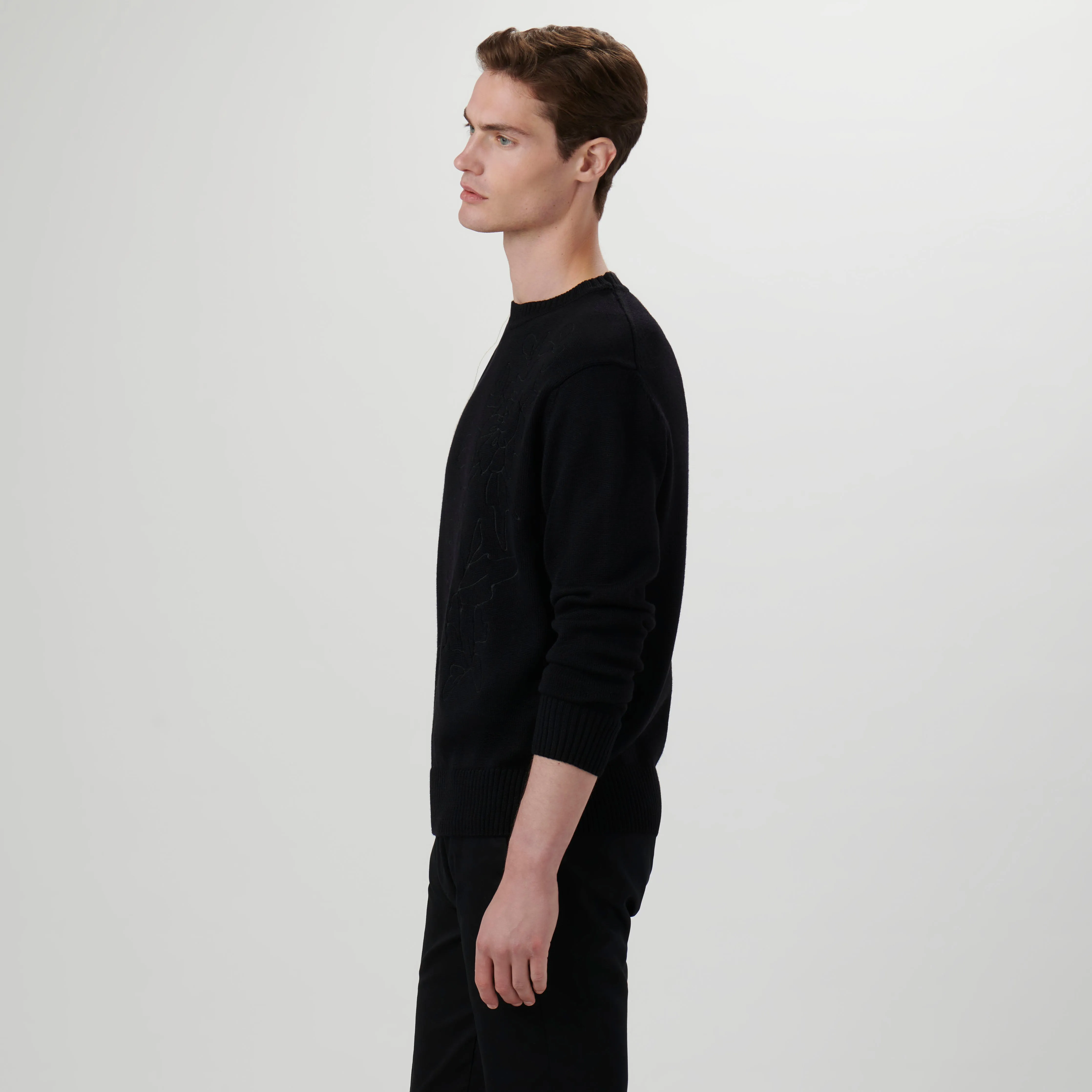 Floral Embroidered Crew Neck Sweater sold by Bugatchi product image thumbnail 3