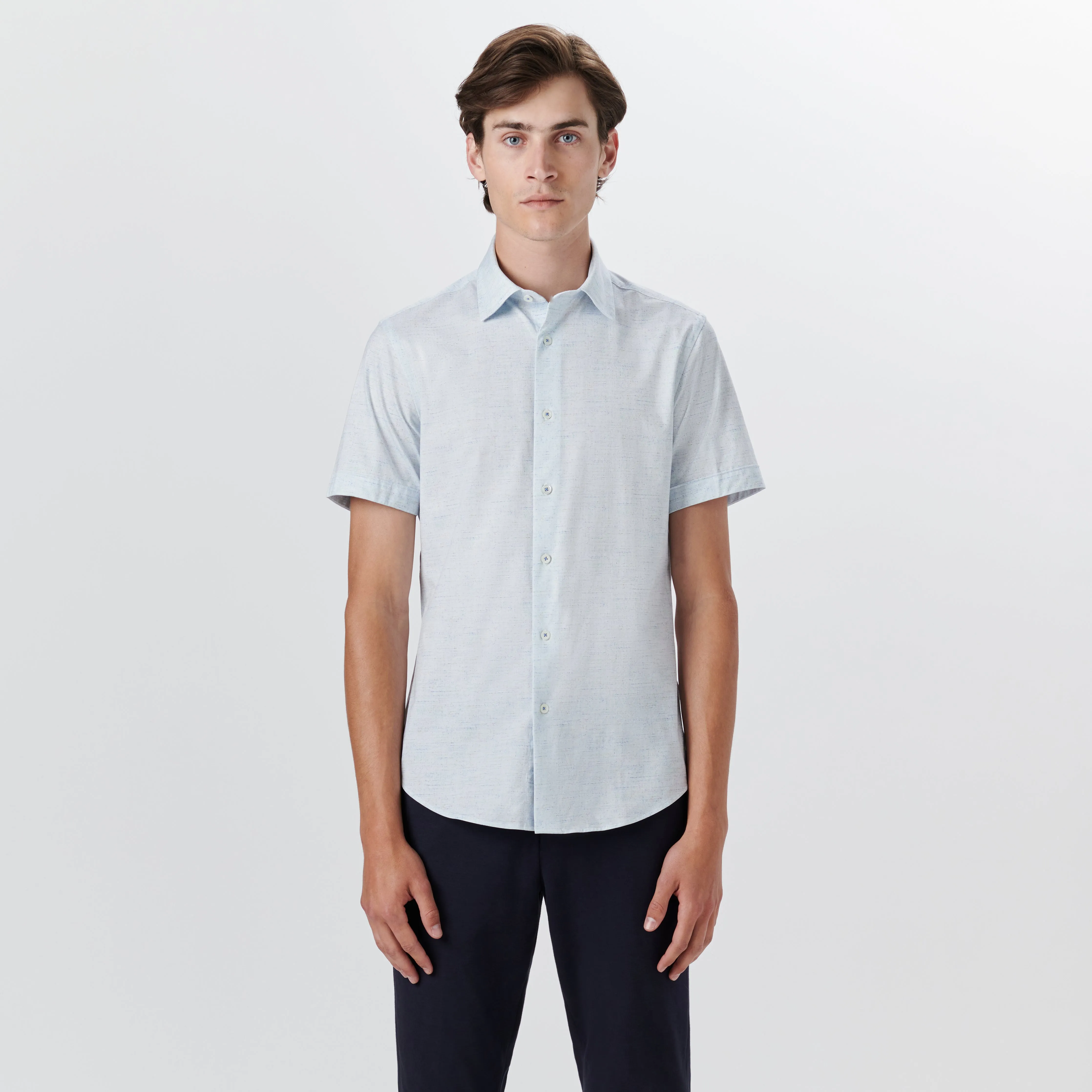 MILES Striated OoohCotton Short Sleeve Shirt sold by Bugatchi product image thumbnail 2