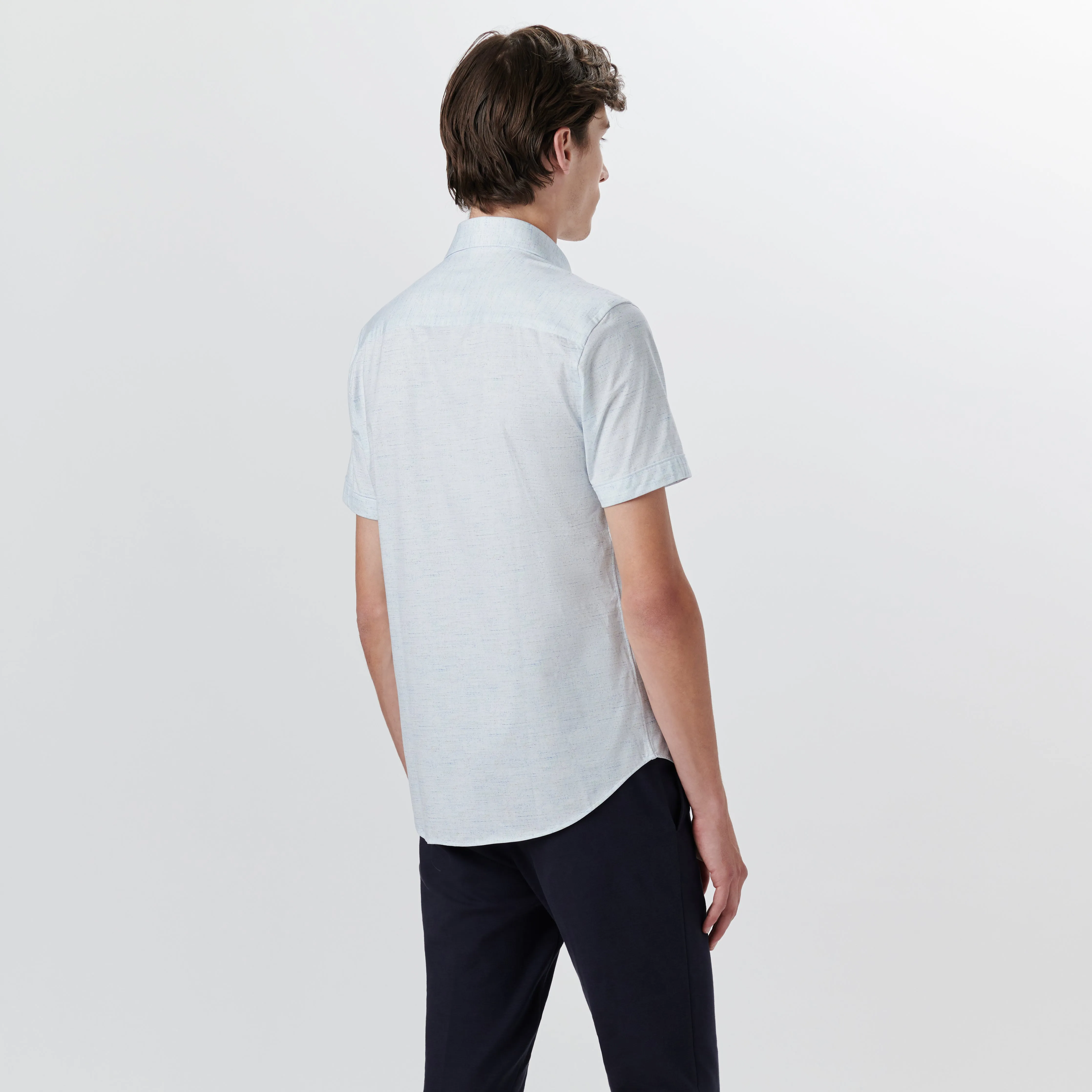 MILES Striated OoohCotton Short Sleeve Shirt sold by Bugatchi product image thumbnail 4