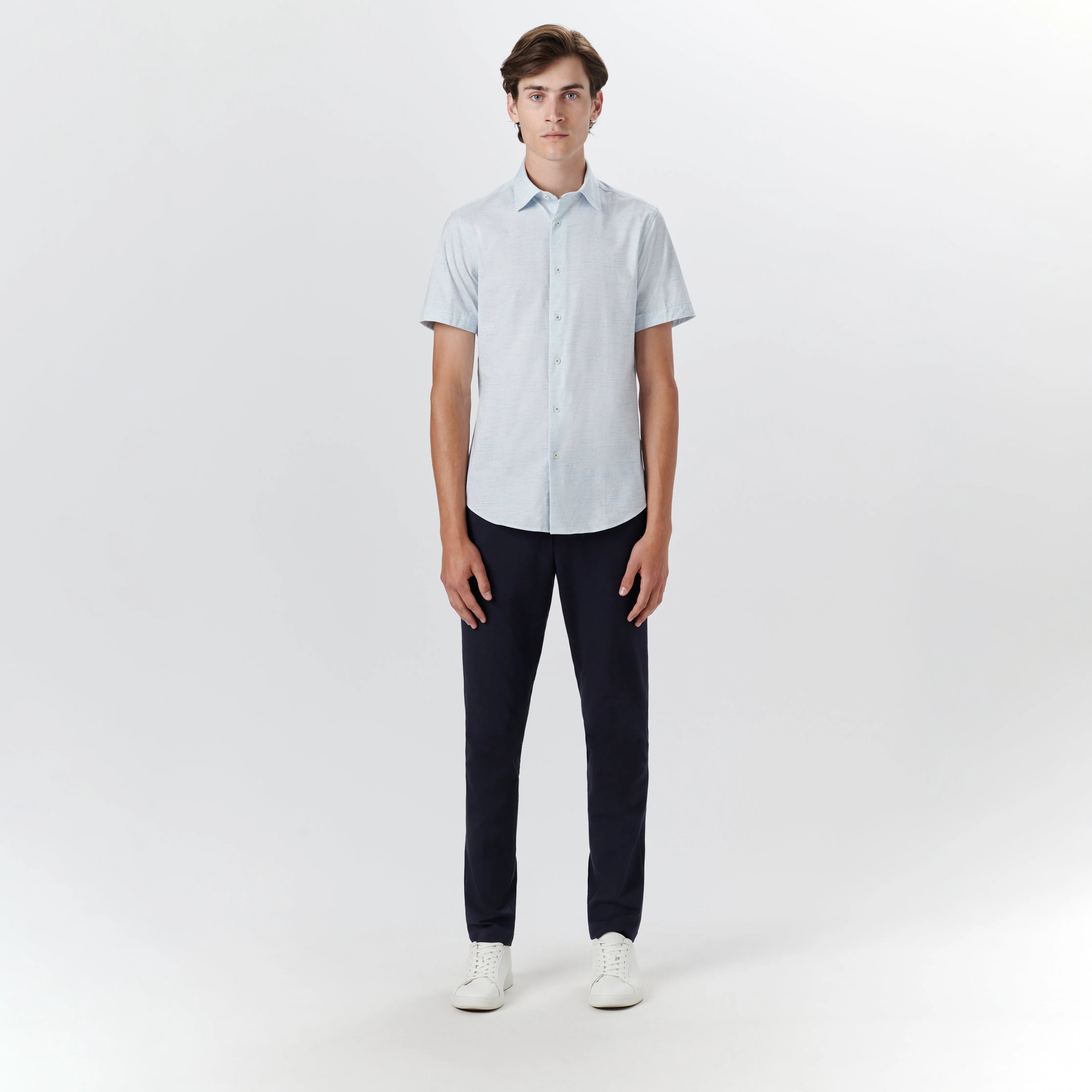 MILES Striated OoohCotton Short Sleeve Shirt sold by Bugatchi product image thumbnail 5